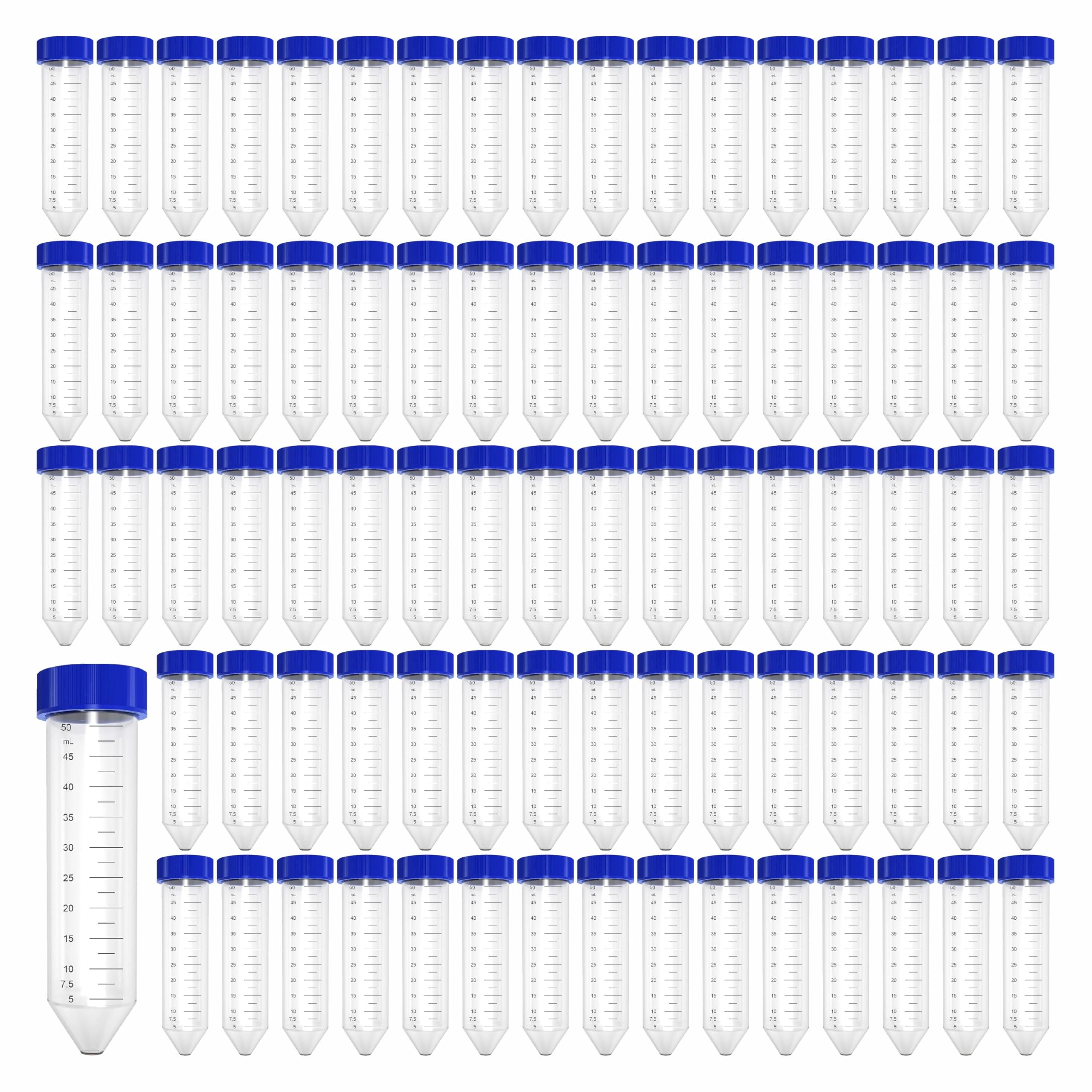 Bello Centrifuge Tube Conical Bottom 50ml Size - 119mmX29mm with Screw Caps, Pack Of 80 Polypropylene Conical Container Microcentrifuge Tube with Graduated Marks For Lab Laboratory-image-39