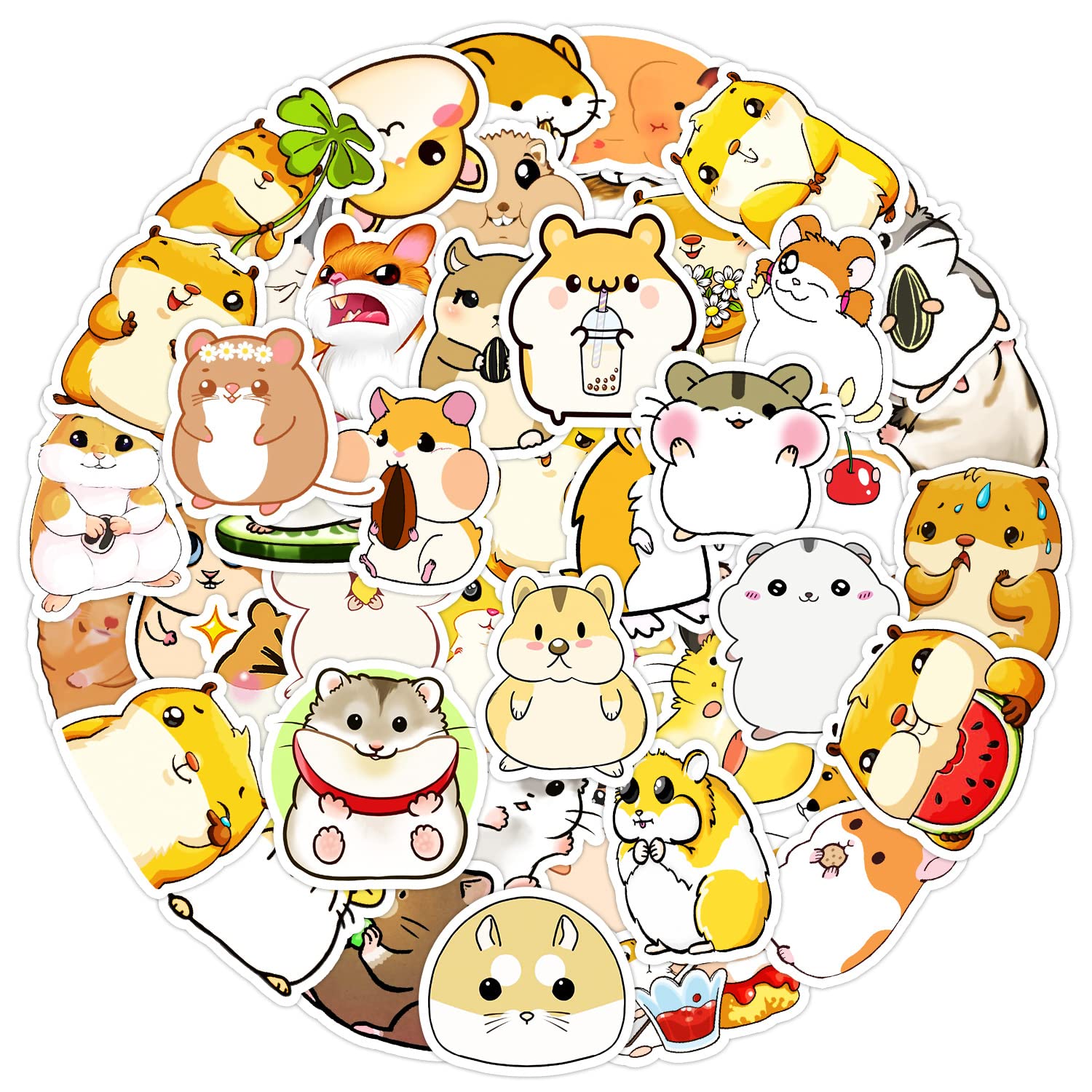 50PCS Hamster Stickers for Journal Notebook Water Bottle Laptop Phone Case Scrapbook Computer Skateboard Helmet Guitar Car Luggage,Cute Animal Decals Gift Decoration Kids Teens Adults - Image 3