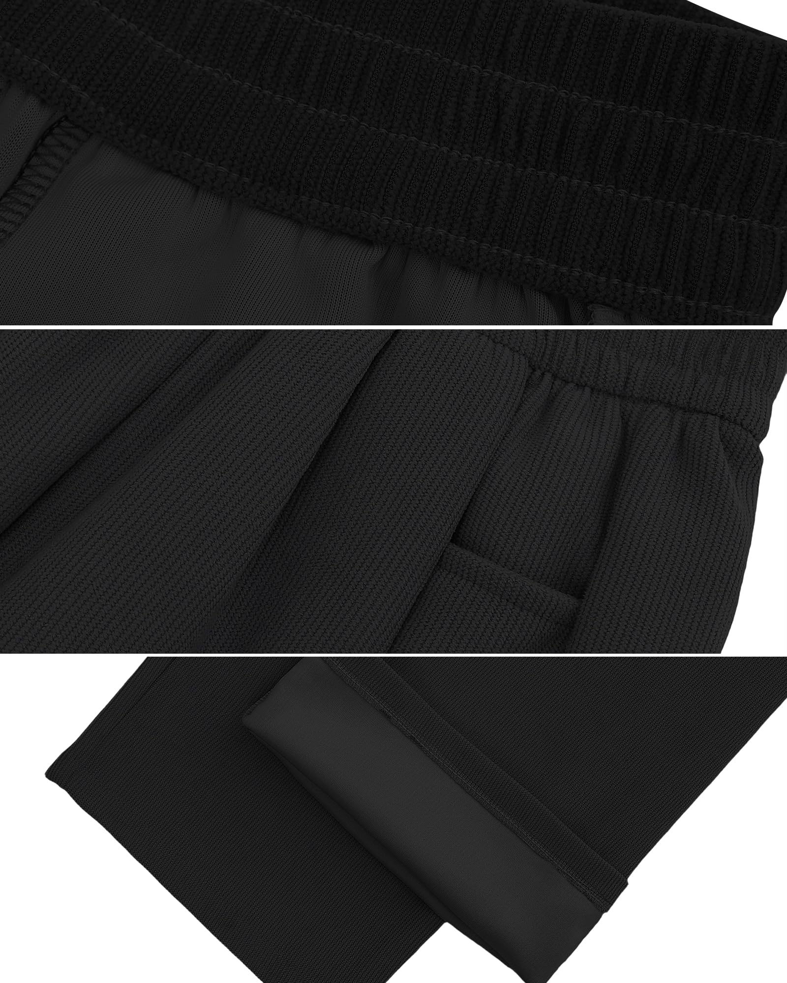 KAKU NANU Pantalones para niñas, cintura elástica, pierna ancha, 2 bolsillos, negro, marrón, beige, rosa, 5-13 años