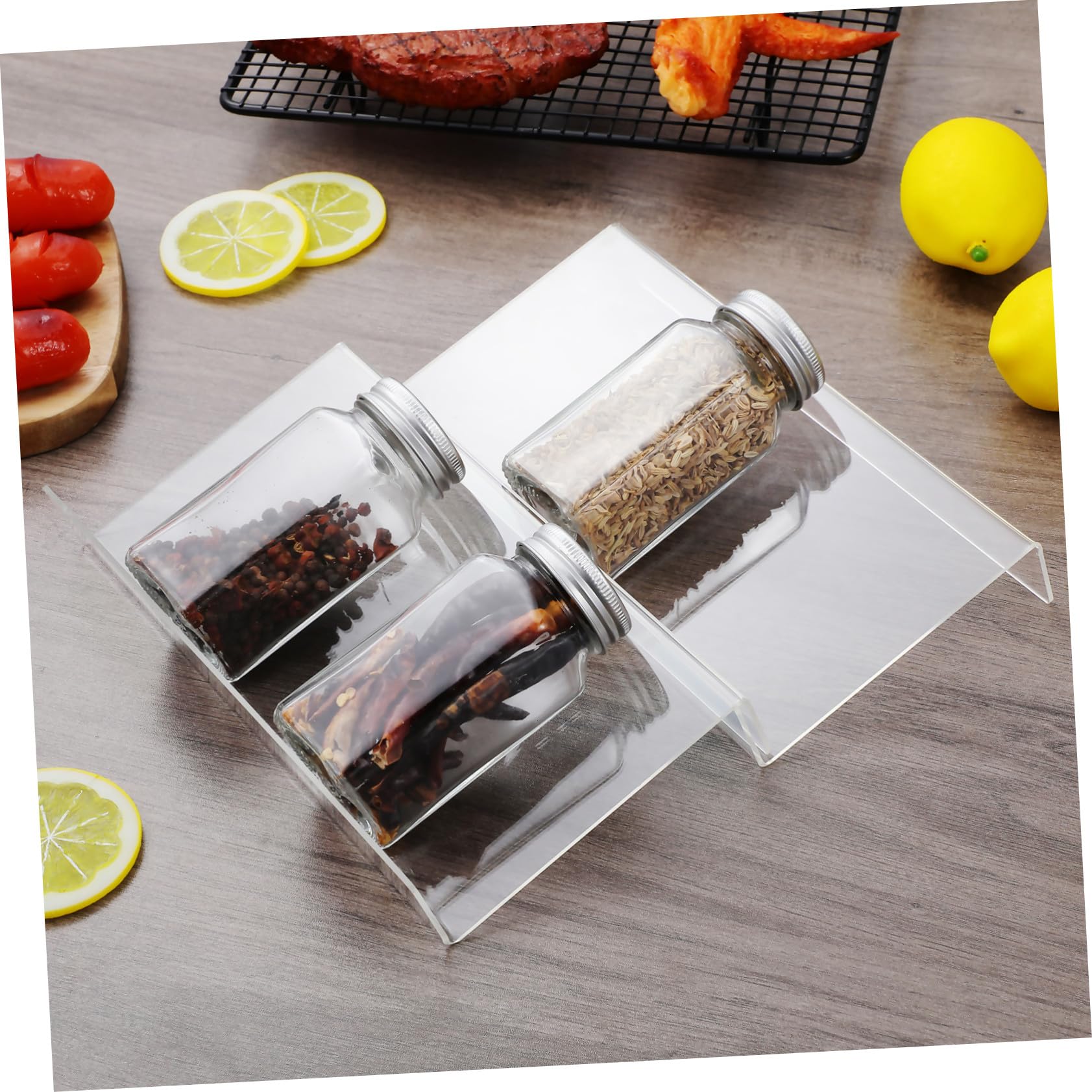 Sosoport 4pezzi Organizer per Spezie Trasparente da Cassetto da Design Espandibile per Portaspezie Salvaspazio Adatto Vari Cassetti della Cucina per Organizzazione