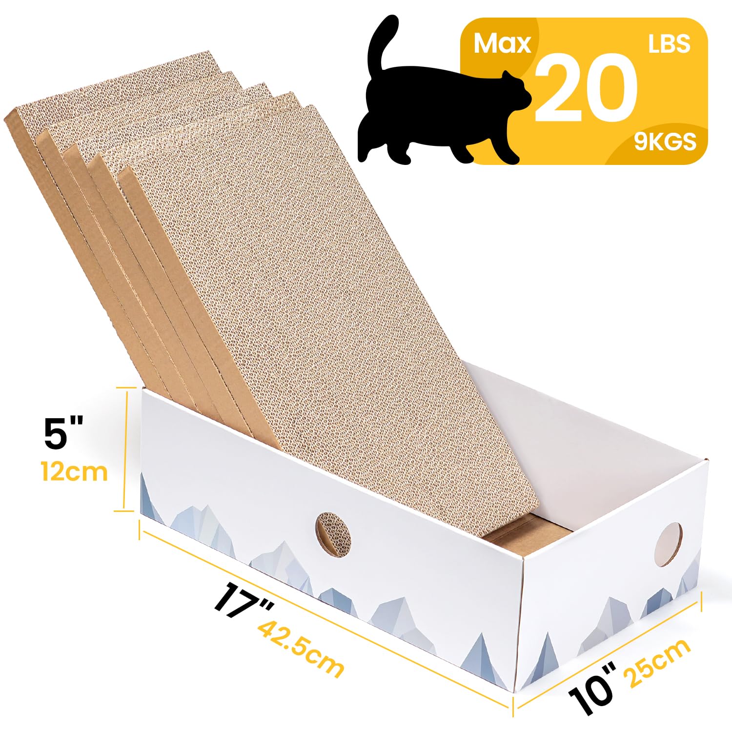 Conlun 5-Pack Cat Scratching Boards with Box, Large Reversible Double-Sided Cardboard Scratch Pad - Image 3