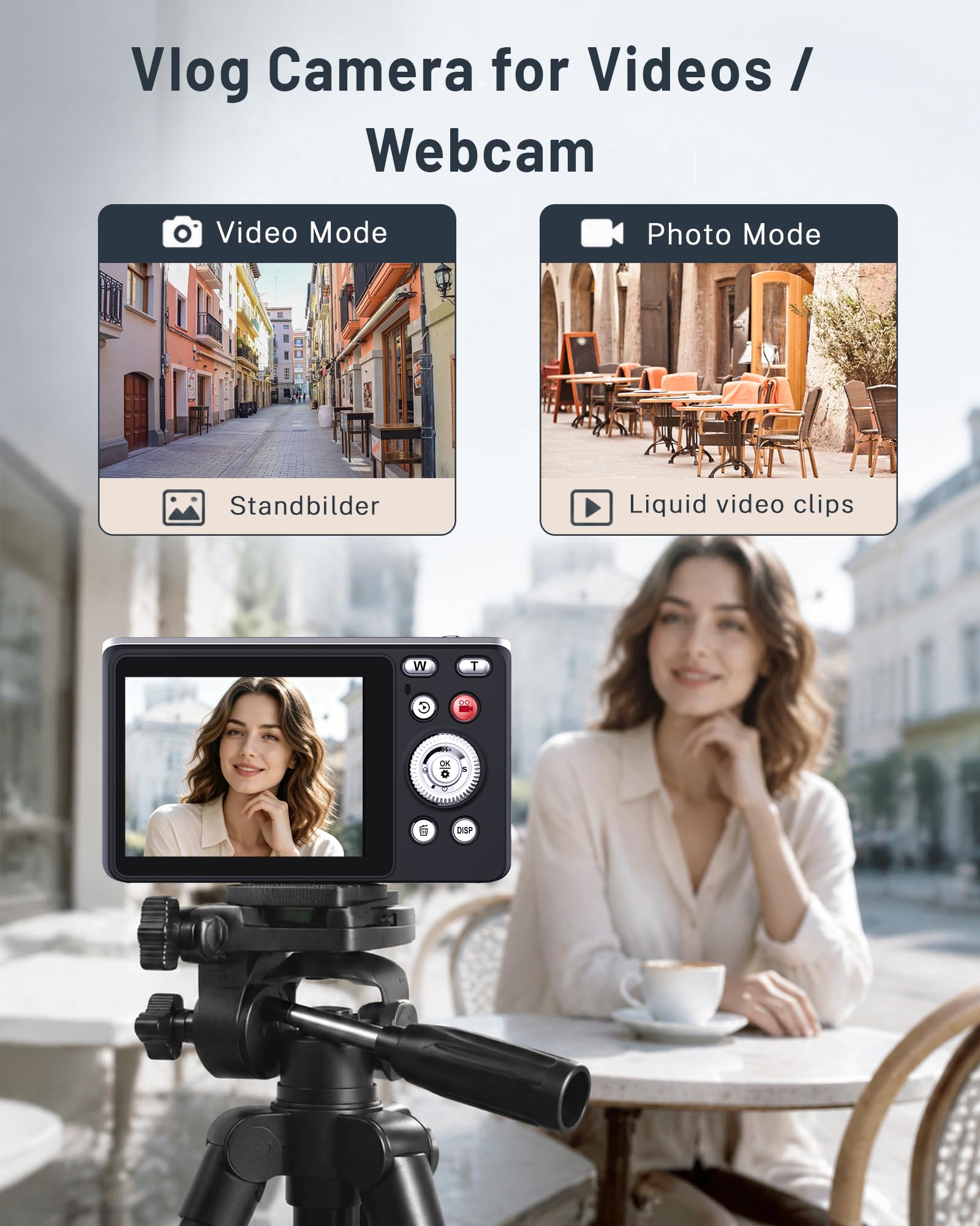 Fotocamera digitale 4K, 48 MP, messa a fuoco automatica, con schermo da 2,8", zoom digitale 16x, scheda SD da 64 GB, portatile, compatta per bambini, adolescenti e principianti