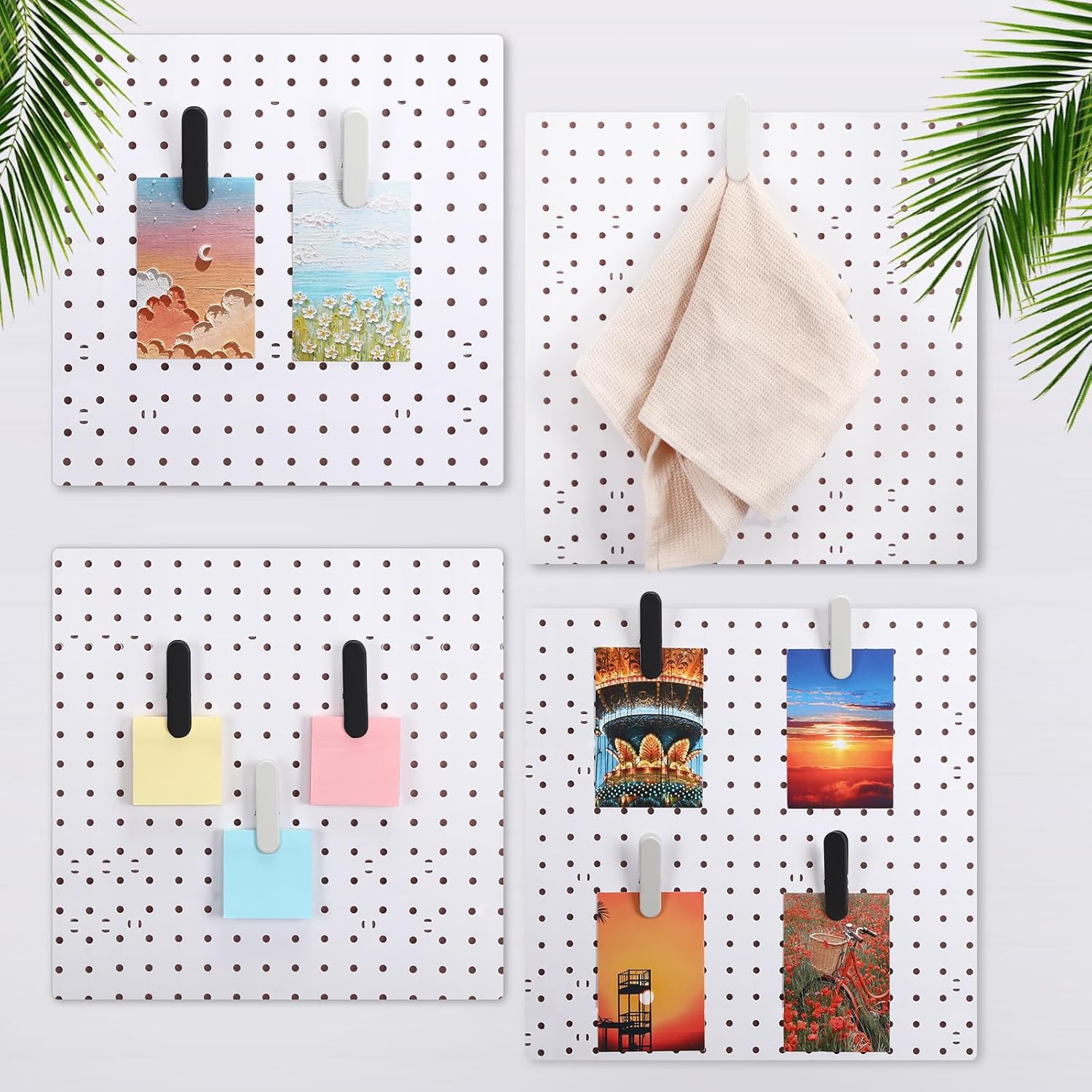 CroBlissful 20 Pcs Pegboard Accessories Clips Pegboard Clips Metal Accessories Hook Attachment Peg Board Clip for Crafts Kitchen Bathroom Room Office Wall Organize Storage Display (Black and White)