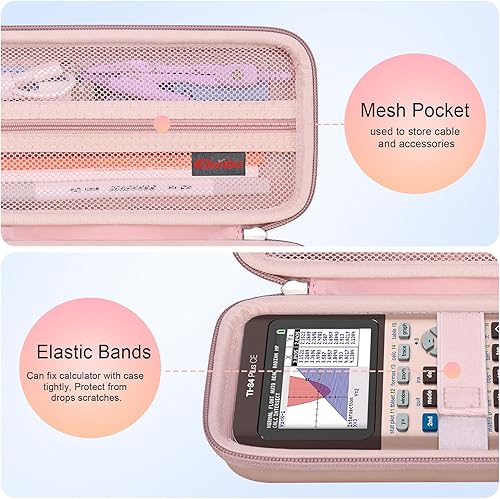 Vista 45 de Elonbo Funda de transporte para calculadora gráfica de color Texas Instruments TI-84 Plus CE/TI-84 Plus/TI-83 Plus/TI-83 Plus CE, bolsillo de malla