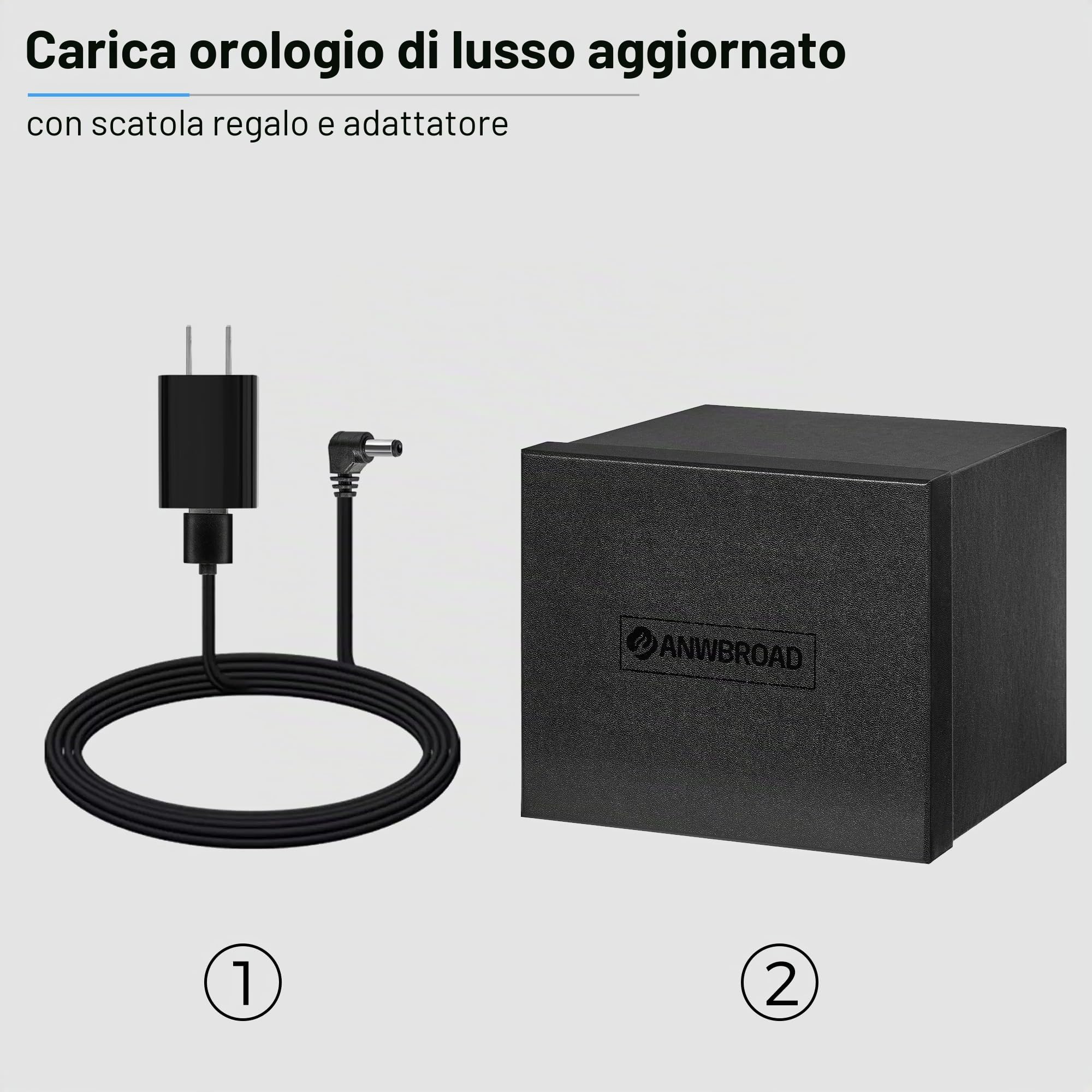 ANWBROAD Carica Orologi Automatici 3 Rotatori 4 Modalità di Rotazione USB Retroilluminazione a LED Motore Mabuchi super Silenzioso für Automatikuhren JWW013M