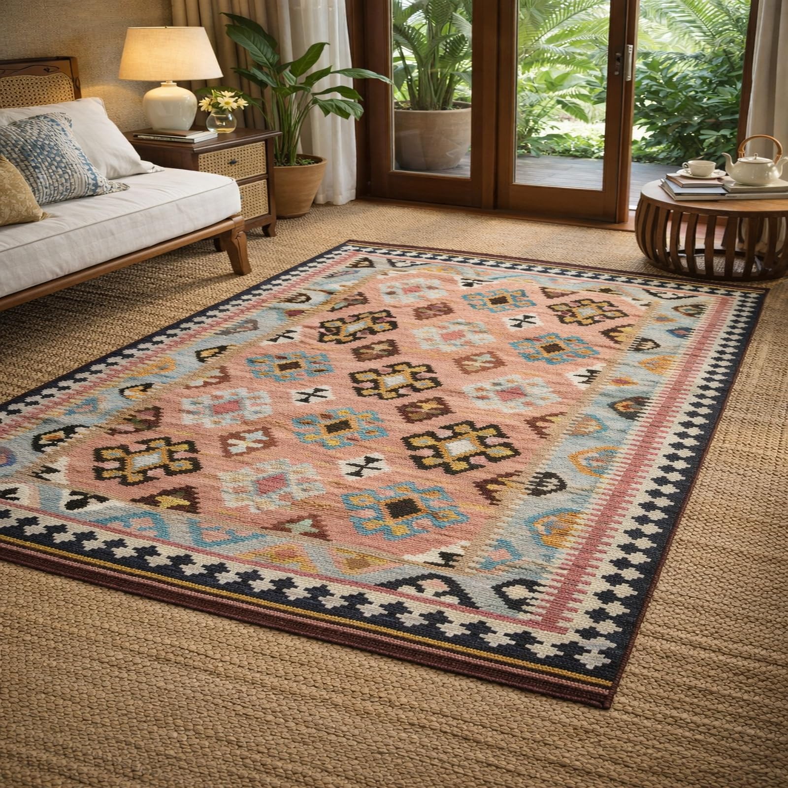 Tapis poils ras multicolore 140x200 cm tapis de cuisine couloir et bureau
