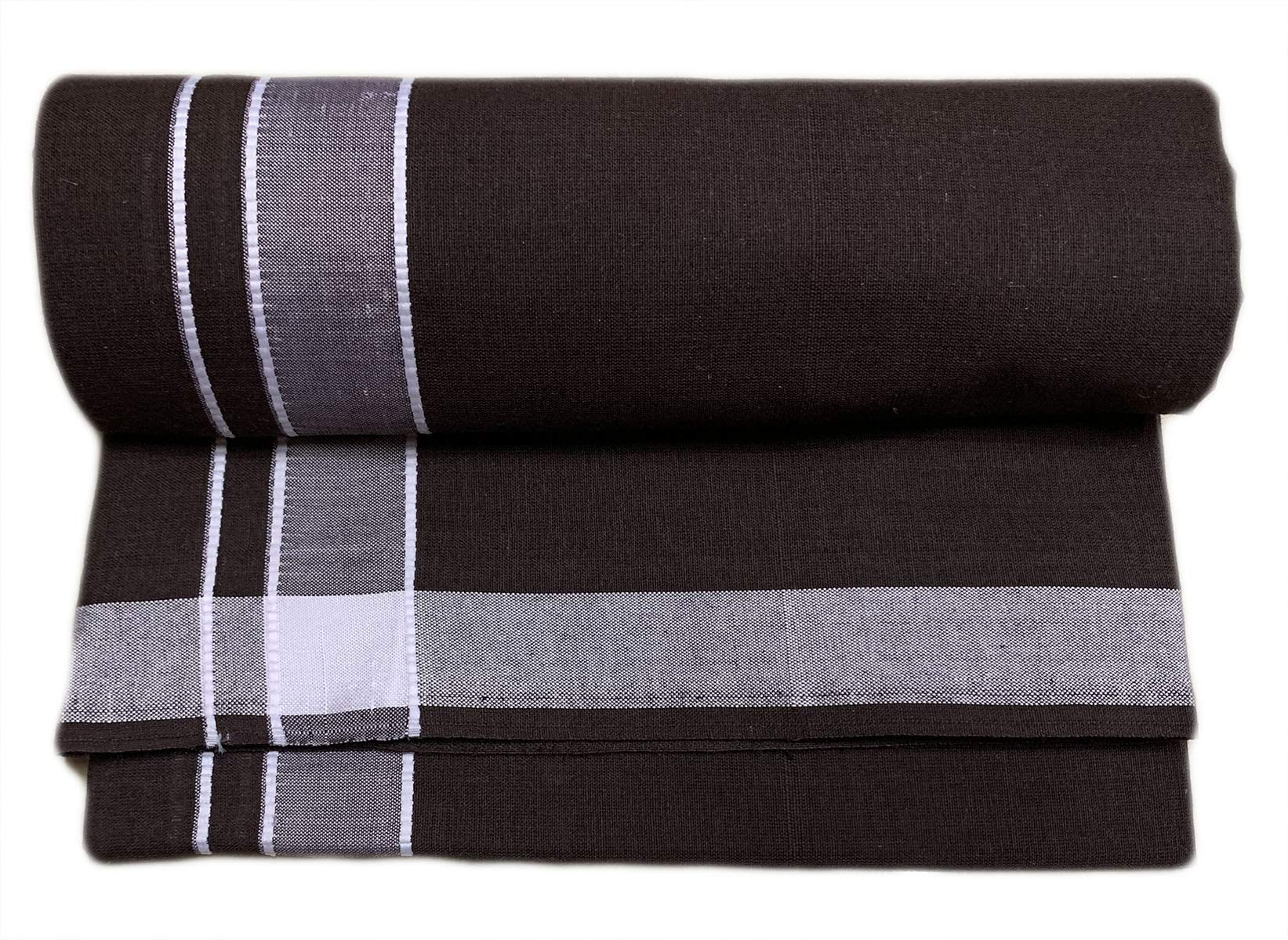 Prakasam Cotton Men's Single Kerala Colour Dhoti (1.28X1.95 Mtrs) - Coffee Brown Pondu