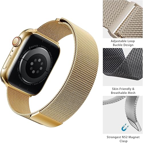 Miniatura 2 de Correa magnética compatible con Apple Watch S9876543 3840414244451.929 in, Ultra 12 de 1.929 in, elegante correa de malla metálica de acero