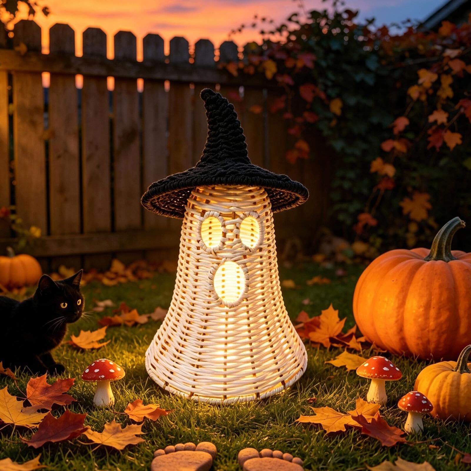 Lampada Fantasma Halloween Decorazione Autunnale Spettrale Intrecciata | Lampada Da Tavolo Fantasma Halloween Per Collezionisti E Appassionati Mensola Casa Infestata Caffè Comodino