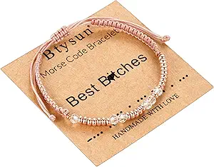 Btysun Morse Code Bracelets for Women Christmas Gift Stocking Stuffers for Teens Pink Braided Bracelets Inspirational Best Friend Birthday Gifts for Her High School Graduation Gifts for Her 2025 Mom Bracelet Jewelry