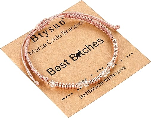 Btysun Morse Code Bracelets for Women Christmas Gift Stocking Stuffers for Teens Pink Braided Bracelets Inspirational Best Friend Birthday Gifts for Her High School Graduation Gifts for Her 2025 Mom Bracelet Jewelry