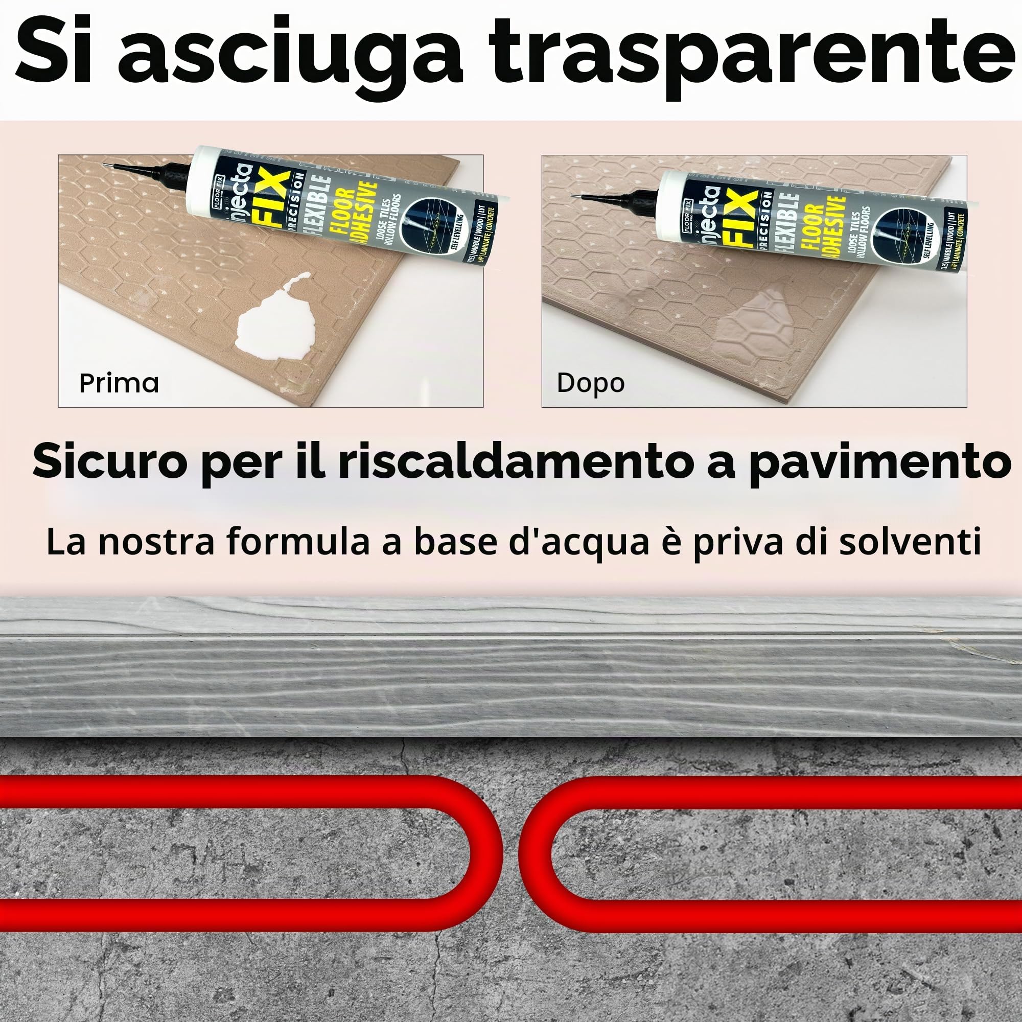 Inject-A-Fix 300 ml Da Floor-Fix Pro - Adesivo Flessibile Autorivestente Forte - Fissa Piastrelle Allentate E Pavimenti Cavi - Include Un Beccuccio Regolabile Precision Da 2 Mm (1) (1)