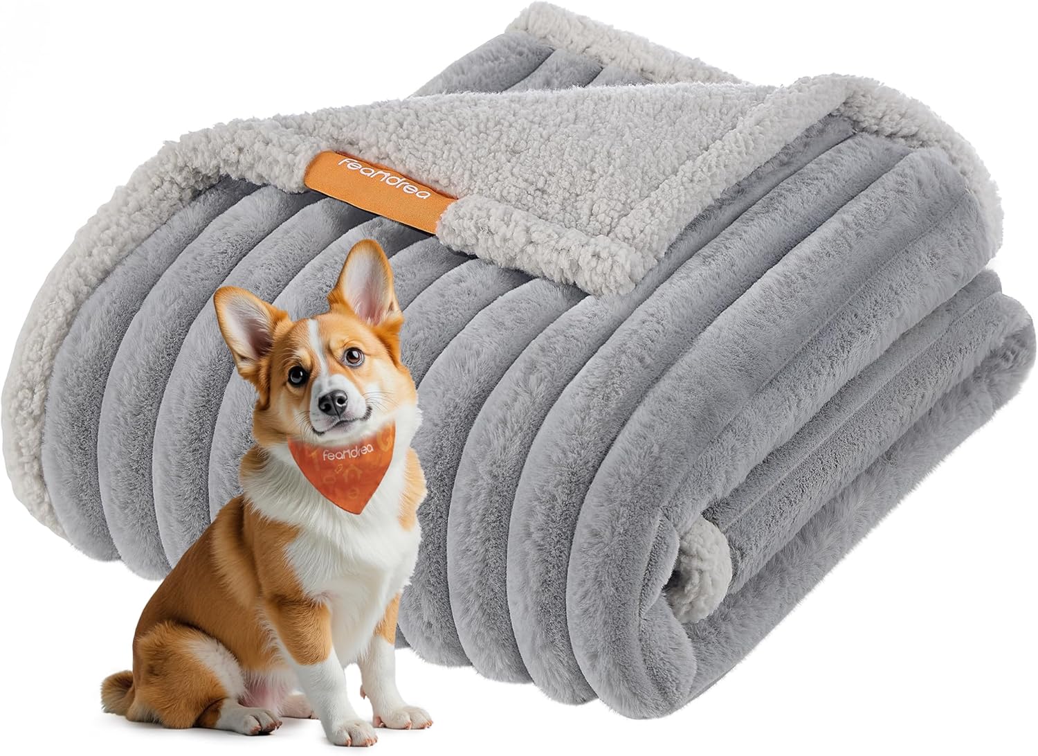 Feandrea Waterproof Dog Blanket, L, 127 x 102 cm, Pet Blanket for Small and Medium Dogs, Machine Washable, Reversible Dog Couch Cover Protector, Dove Gray and Light Gray UPPB035G01
