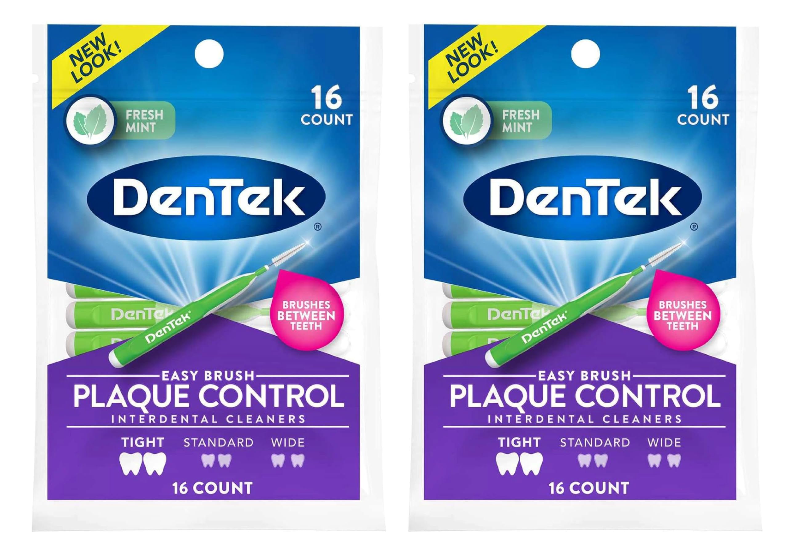 DenTek Easy Brush Plaque Control Interdental Cleaners, Tight, 16 Count (Pack of 2)