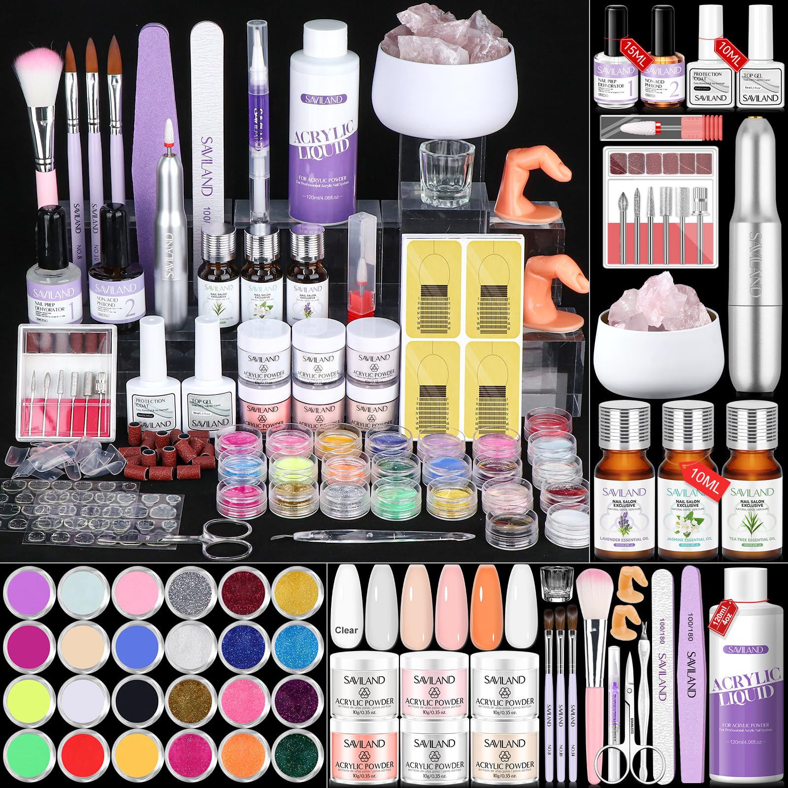 Amazon.com: SAVILAND Professional Acrylic Nail Kit with Drill: 6