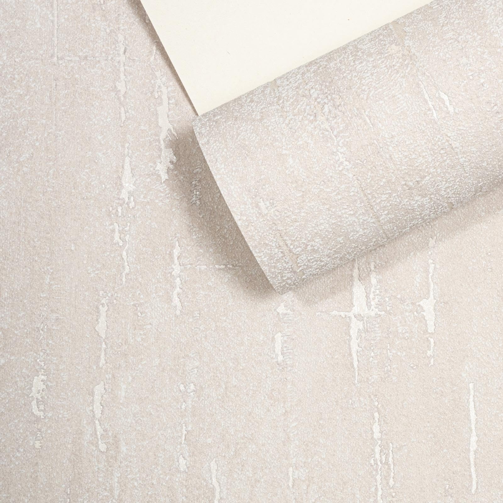 Sophie Laurence Beige Plain Metallic Wallpaper Shimmer Textured Free Match Bedroom Lounge Study Industrial Urban Embossed 10M Roll Paste Paper