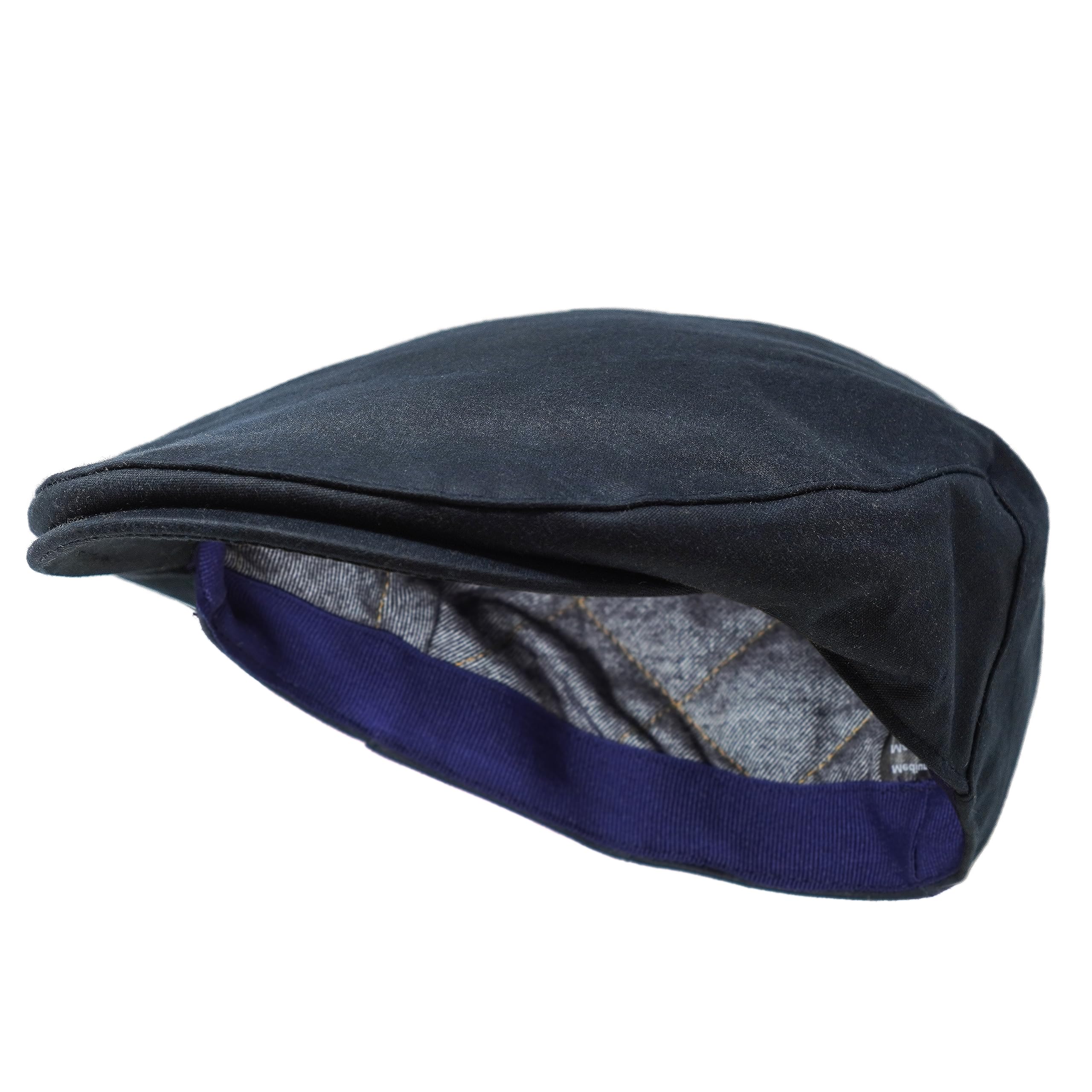 Borges & Scott Unisex Dark Navy The Drake - Waterproof - Traditional Wax Flat Cap - Navy - 56Cm