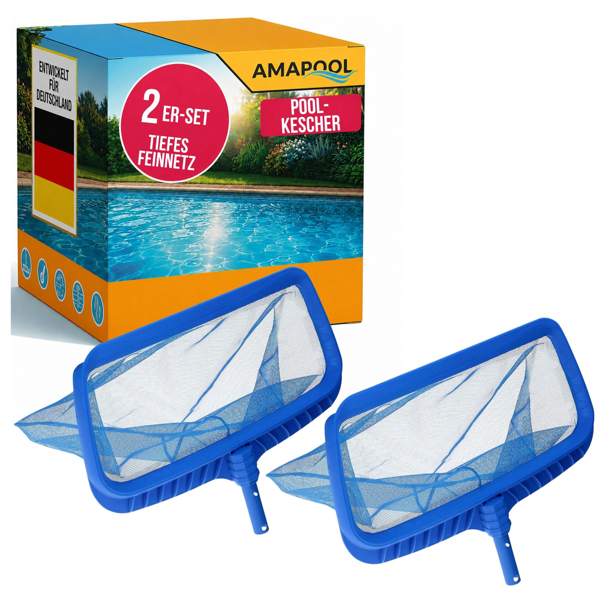 Amapool Poolkescher Deluxe I Pool Kescher Set