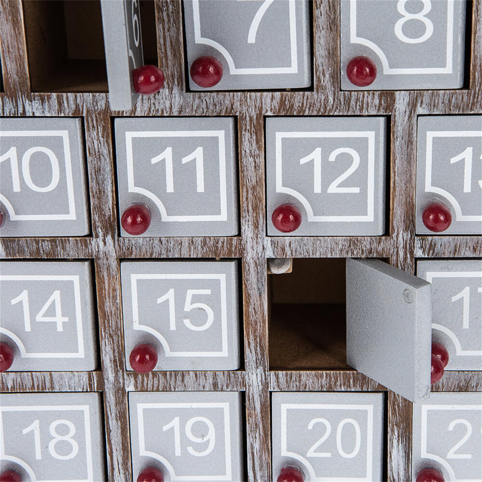 Calendario de Adviento de Navidad Calendario de cuenta regresiva de 25 días Adorno de escritorio con caja de 25 regalos para decoración del hogar de niños Adorno de Navidad de madera