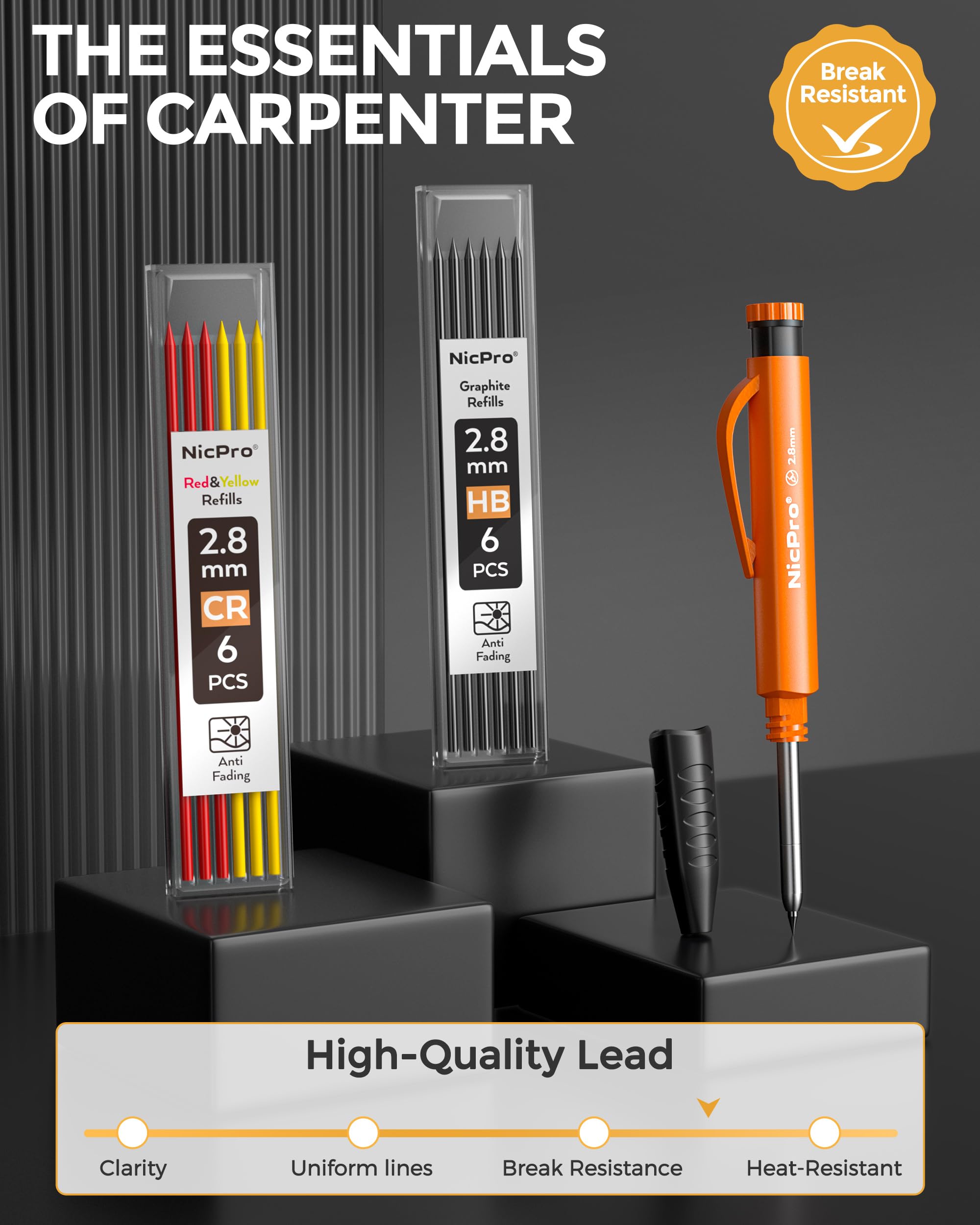 Nicpro Carpenter Pencil with Sharpener, Mechanical Pencil for Construction — Amazon image 7