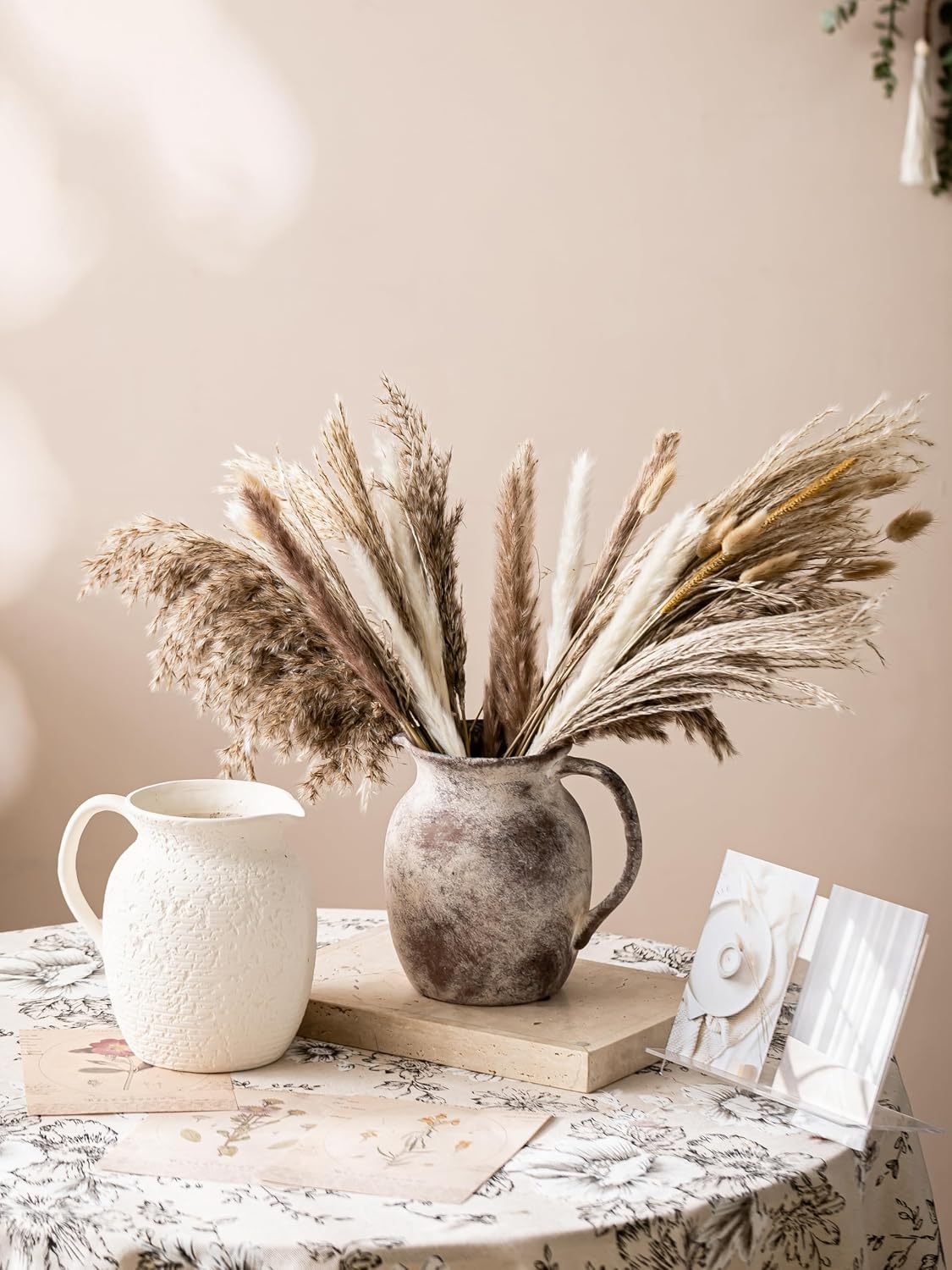 Ceramic Vase Flower Vases Home Decor - Farmhouse Rustic Vintage Decor for Living Room Kitchen Bedroom Office Desk Dining Table Fireplace Bookshelf (Terracotta)