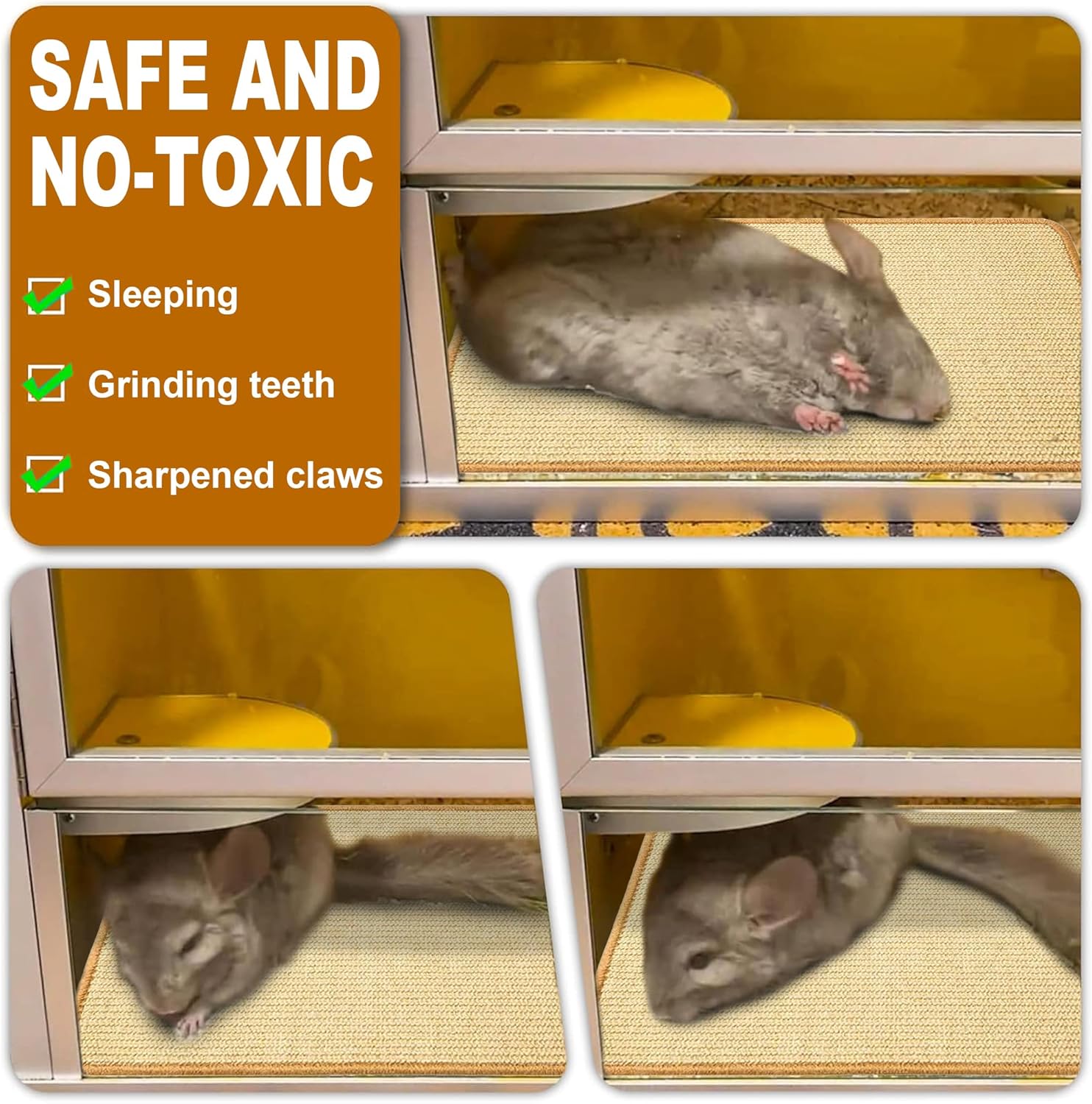 Bunny Scratch Pads,Natural Sisal Cat Rabbit Scratching Mat,Small Animal Scratch Pad Rug for Indoor Grinding Claw Sleeping Pad for Guinea Pigs Chinchillas Ferrets (23.6"*15.7",4Pcs)