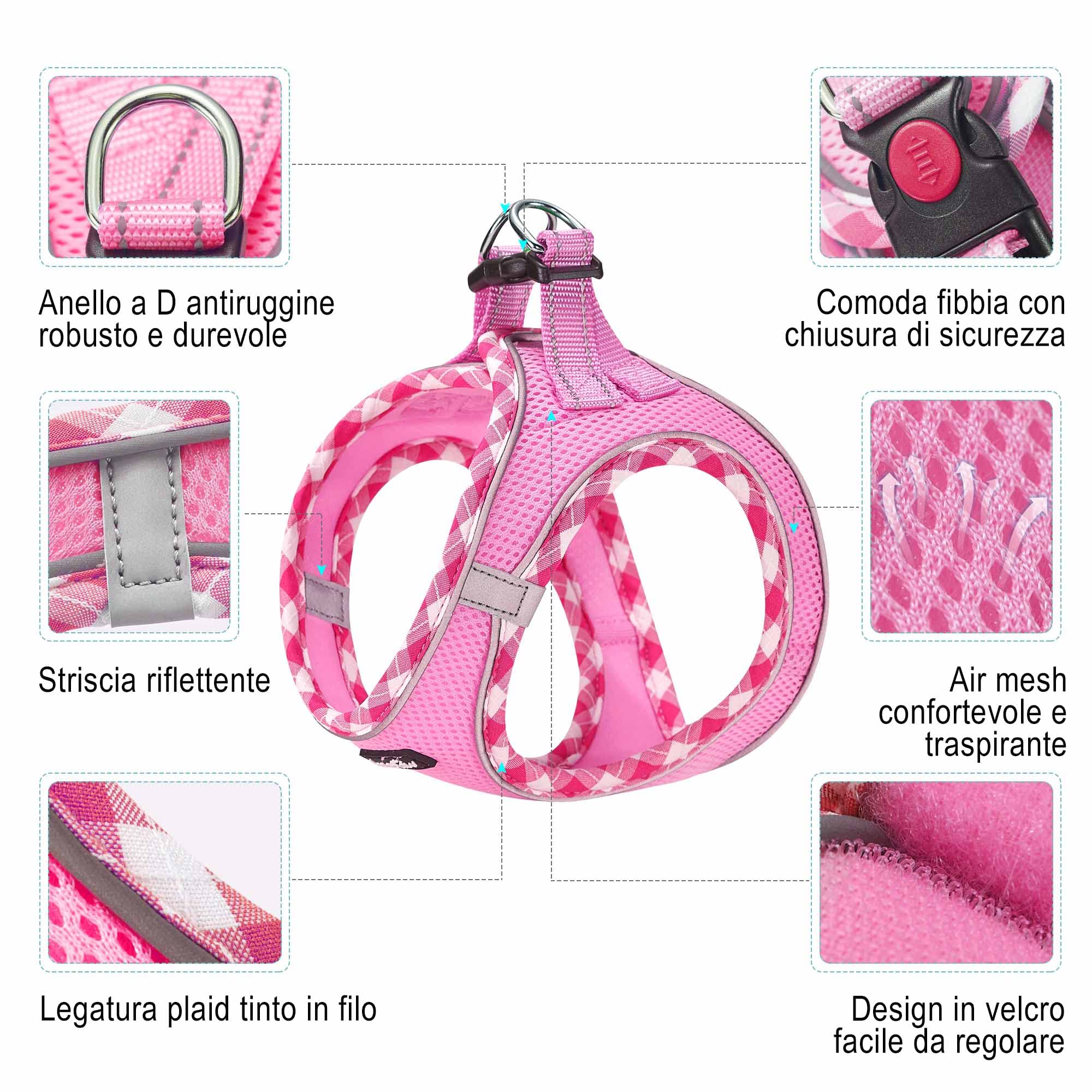 haapaw Pettorina per cani e guinzaglio, senza tirare, regolabile, riflettente Step-in, pettorina imbottita ispessita, per cani extra piccoli/piccoli e medi