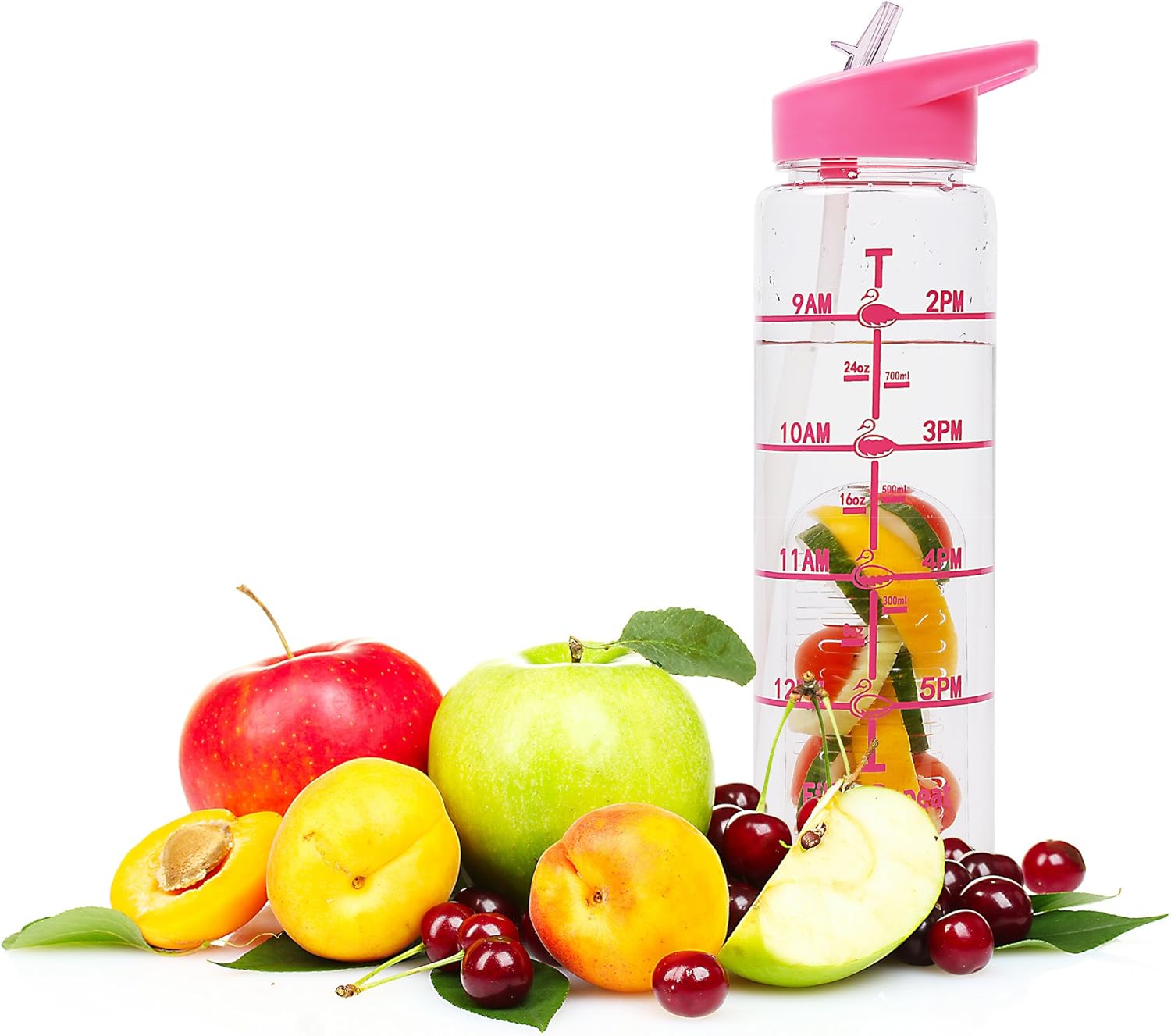 Amazon.co.jp 32oz Straw Water Bottle, Large Infusion Fruit Water