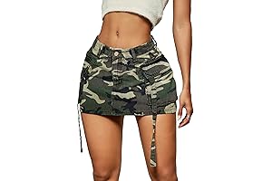 Women's Casual Street Low Waist Tape Denim Cargo Mini Skirt with Flap Pocket