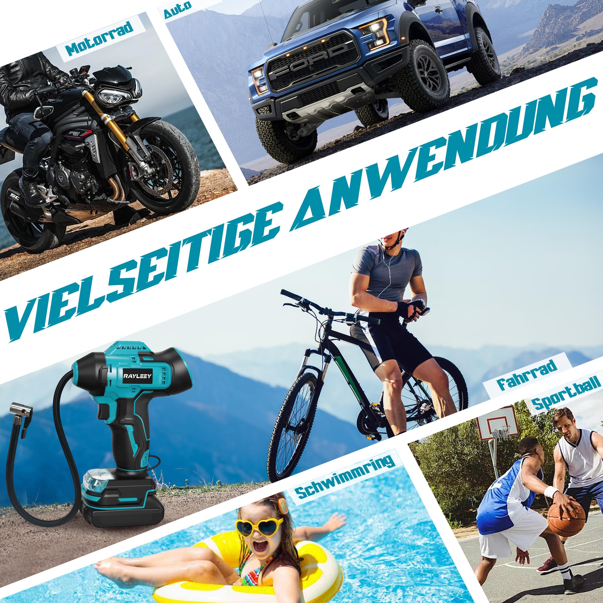 Akku Kompressor für Makita LXT-18V-Akku, 11 Bar/160PSI Luftkompressor Akku mit Automatische Abschaltung, Elektrische Luftpumpe für Auto, Motorrad, Fahrrad, Bälle (ohne Akku)