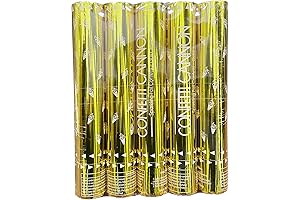 5 Packs New Years Eve Confetti Poppers, 12 Inch Gold Confetti Cannons