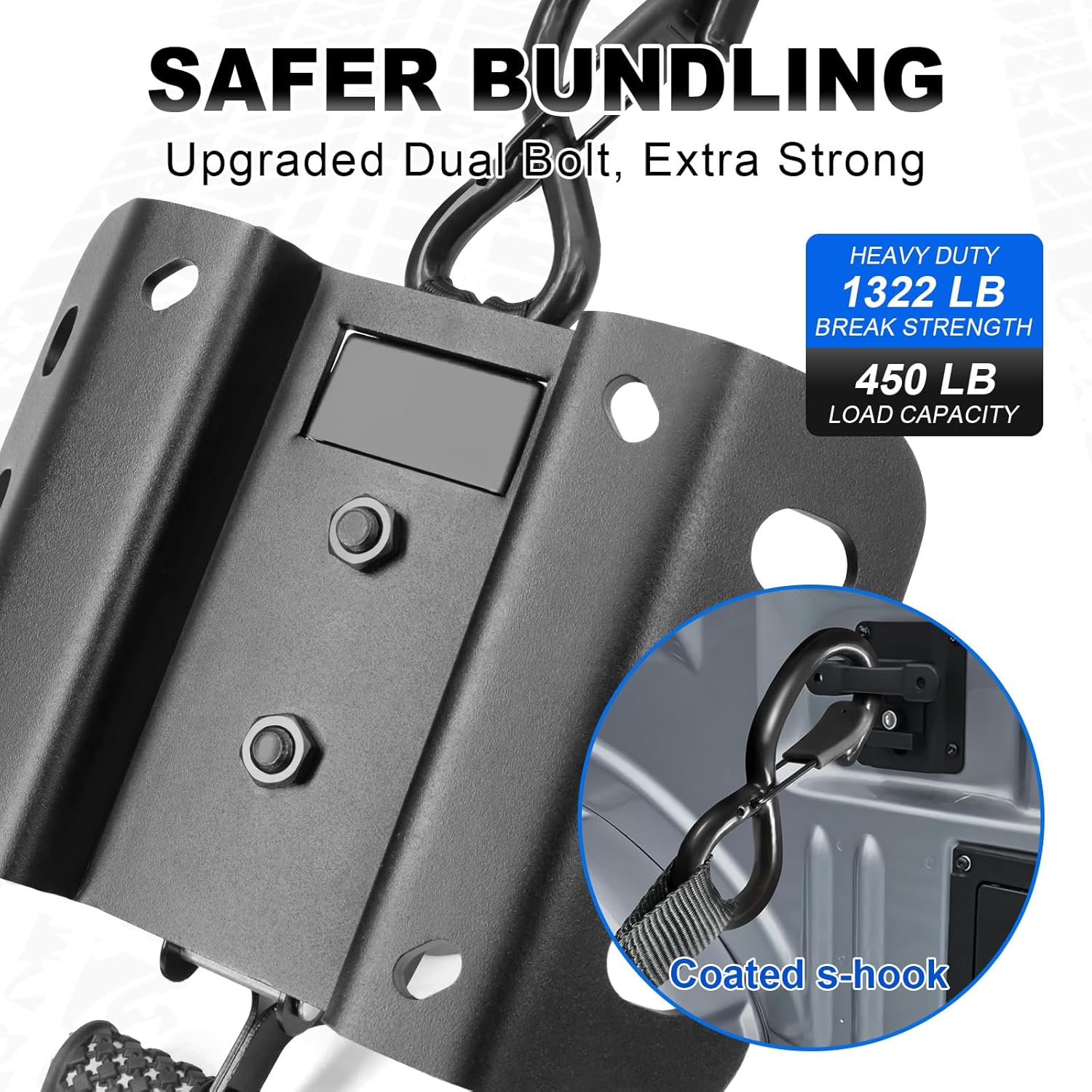 Retractable Truck Bed Ratchet Straps for Ford F150 2015-2025, 10 ft Ultimate Ratchet Straps for F-150, Self Retracting Tie Down with Boxlink Plates Mounted Brackets Bed Mount Heavy Duty Bolt on