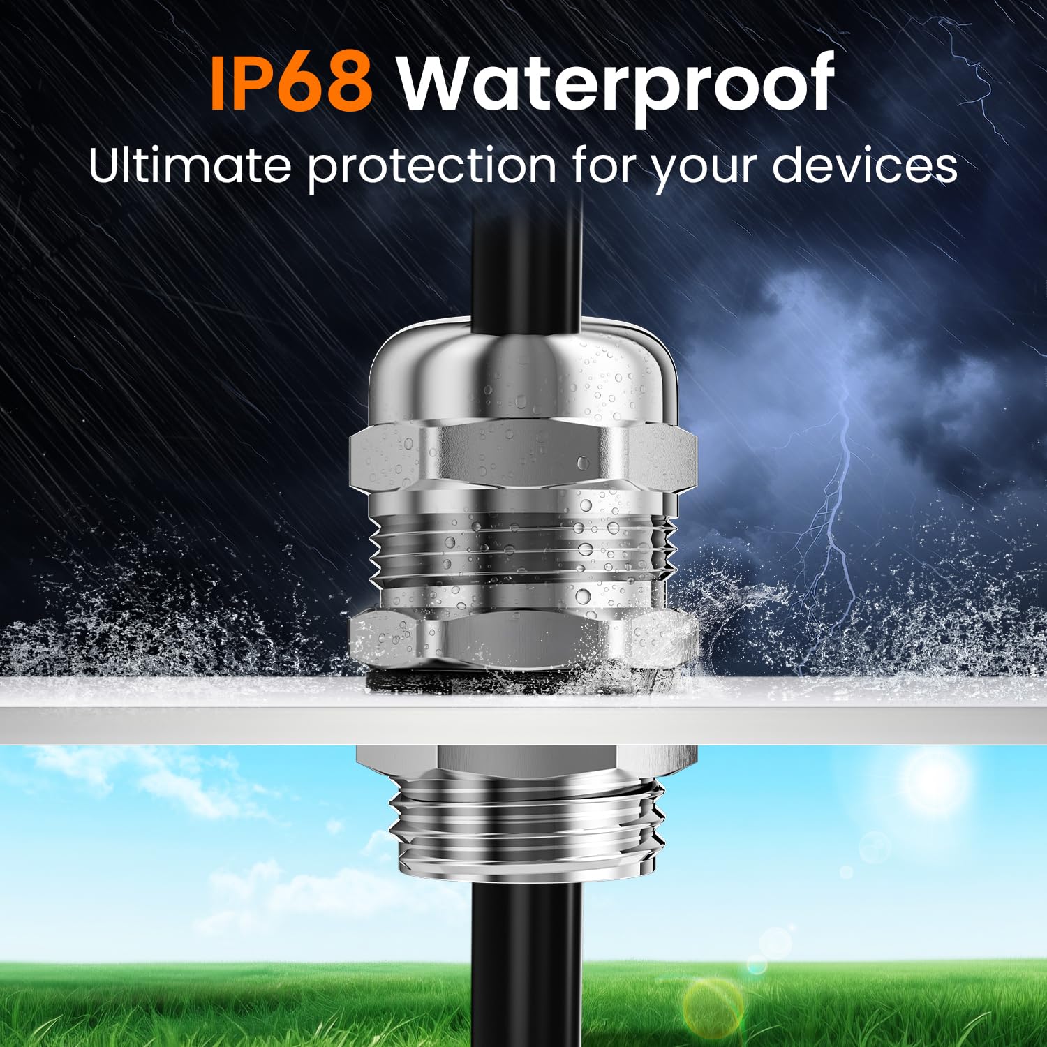 QILIPSU 10 prensaestopas de acero inoxidable NPT 304 de 1,27 cm, rosca extendida IP68, alivio de tensión, resistente al agua, agarre de cable