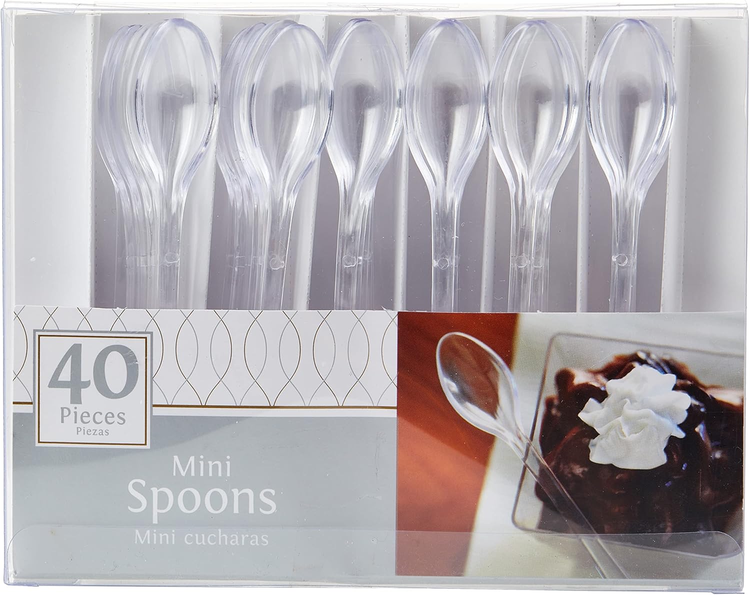 Amscan Mini Plastic Spoons, 4", Pack Of 40, Clear