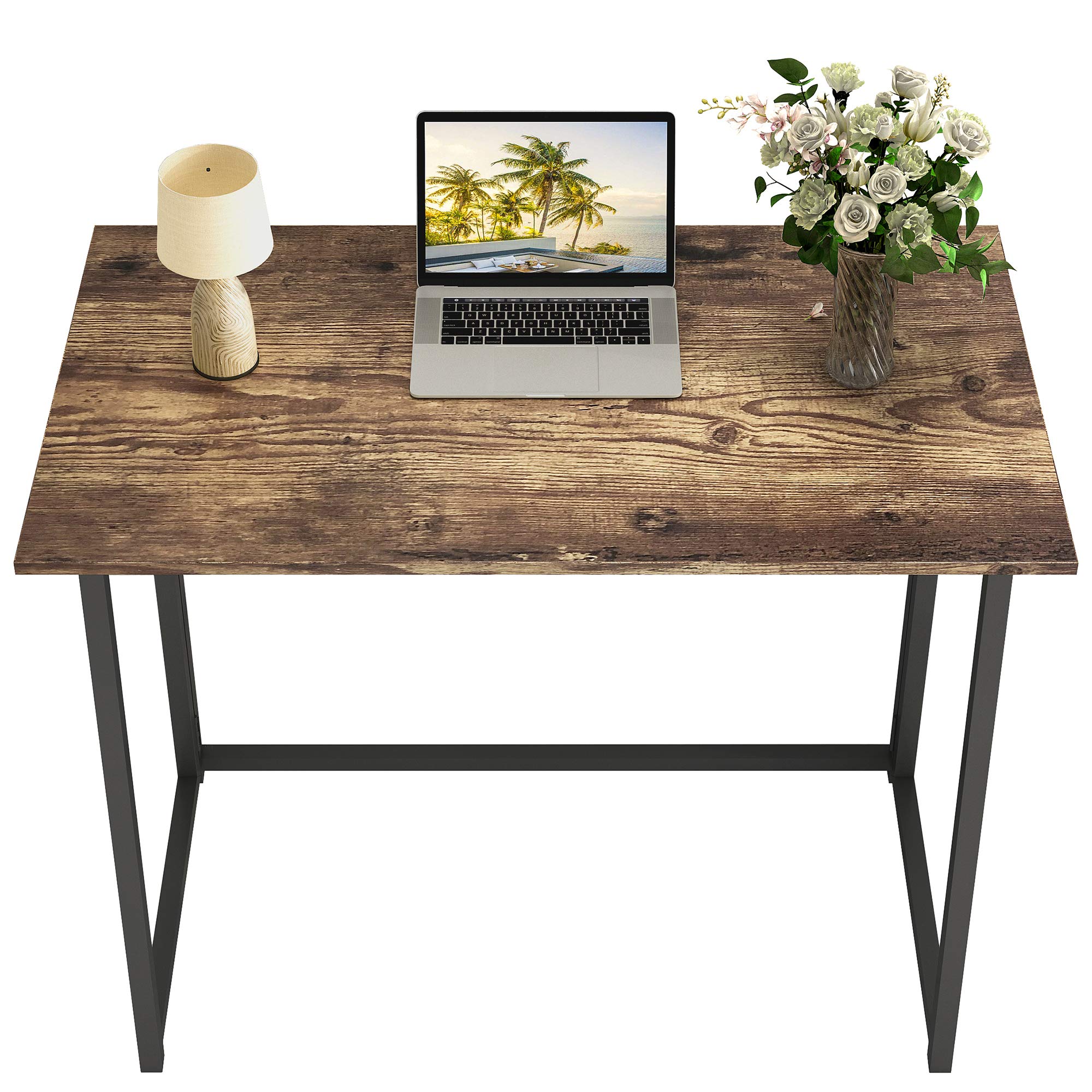 GHQME Folding Desk No-Assembly Writing Table Small Computer Desk Home Office Desk for Small Places (31.5", Fire Board)