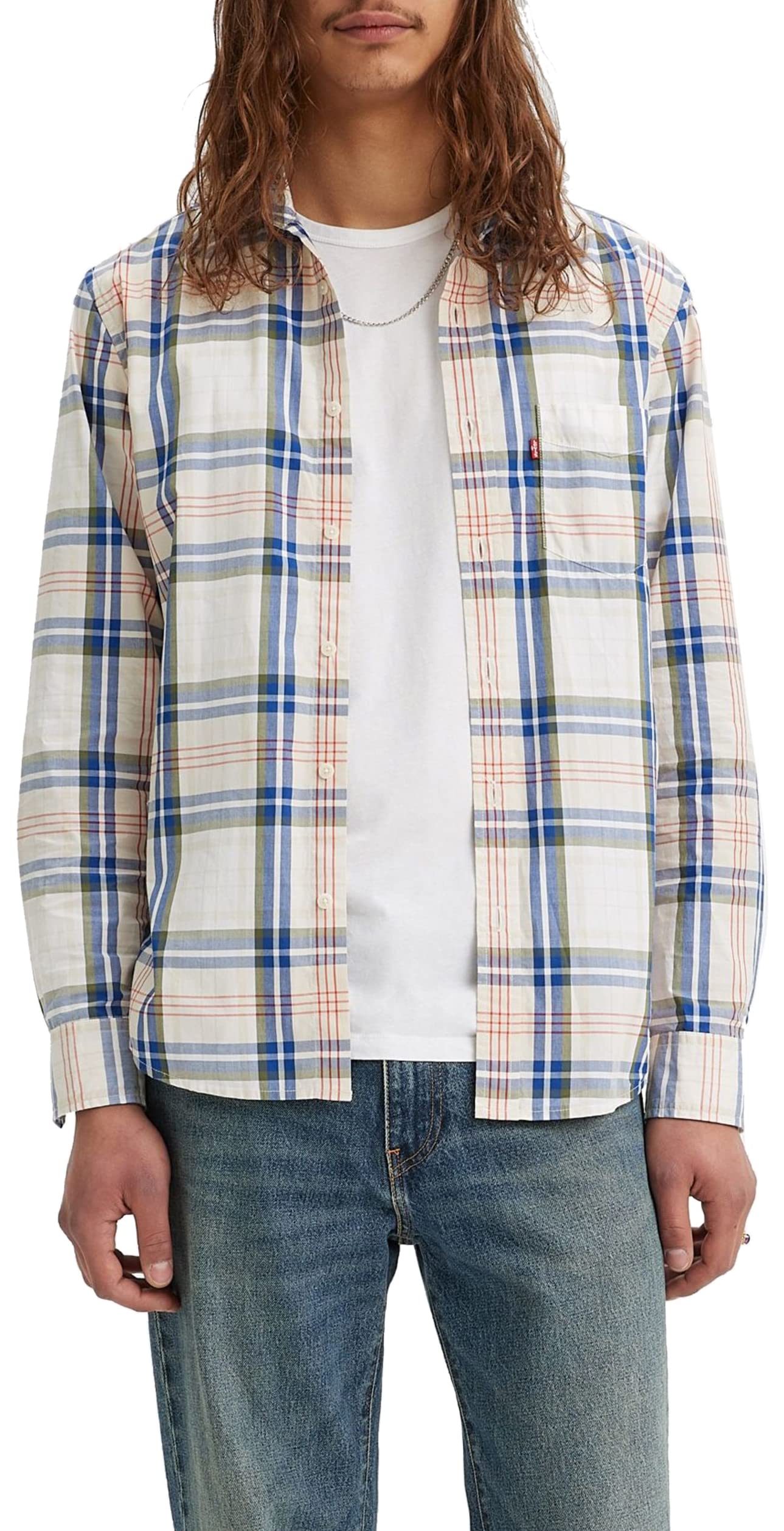 Levi's Men's Sunset 1-Pocket Standard Shirt, Jim Plaid Rainy Day, M