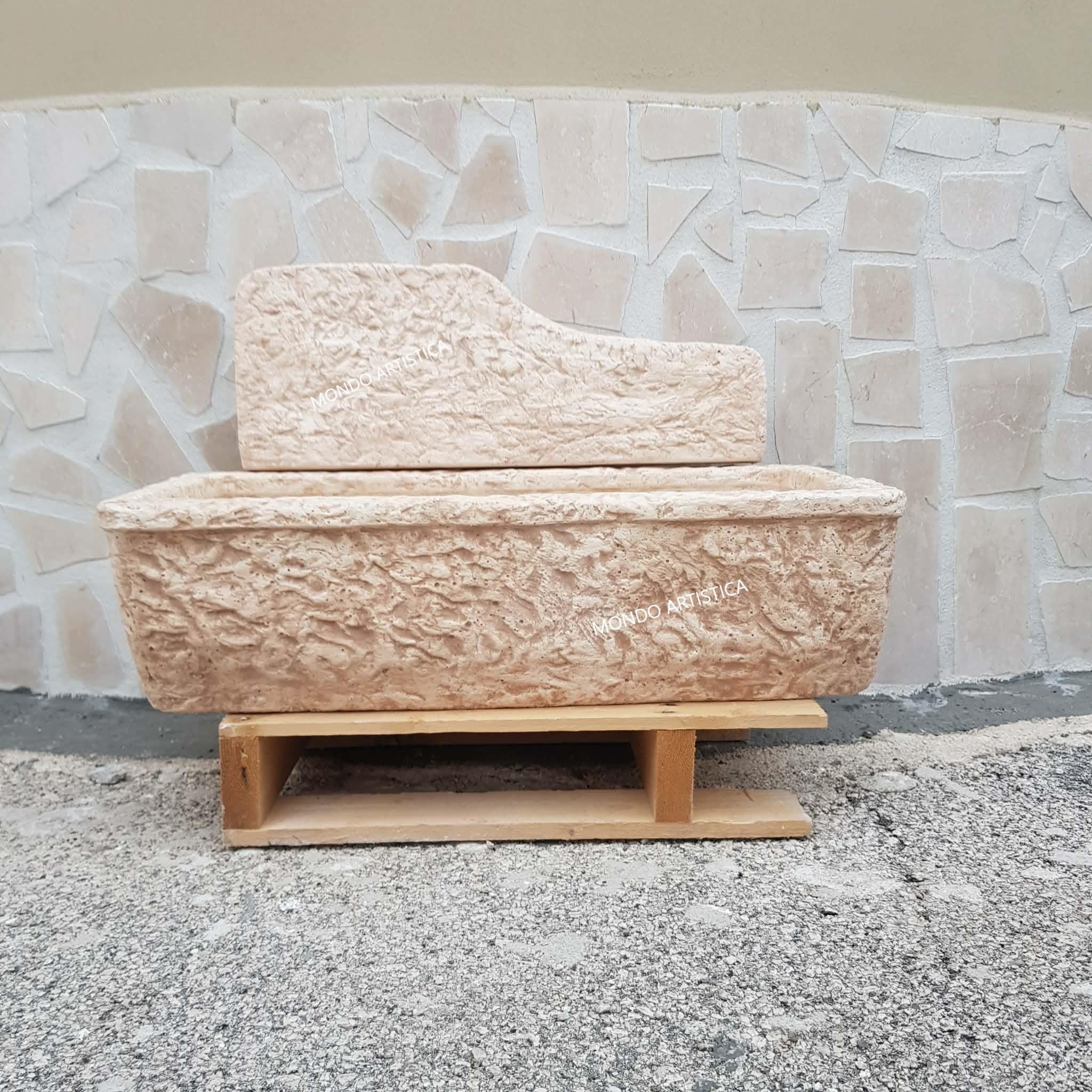 Lavello Lavandino In Cemento, Lavabo, Fontana, Vasca Unica Larghezza 80X40 Altezza 48 CM - Per Esterno Da Giardino Colore Sfumato rosa antico