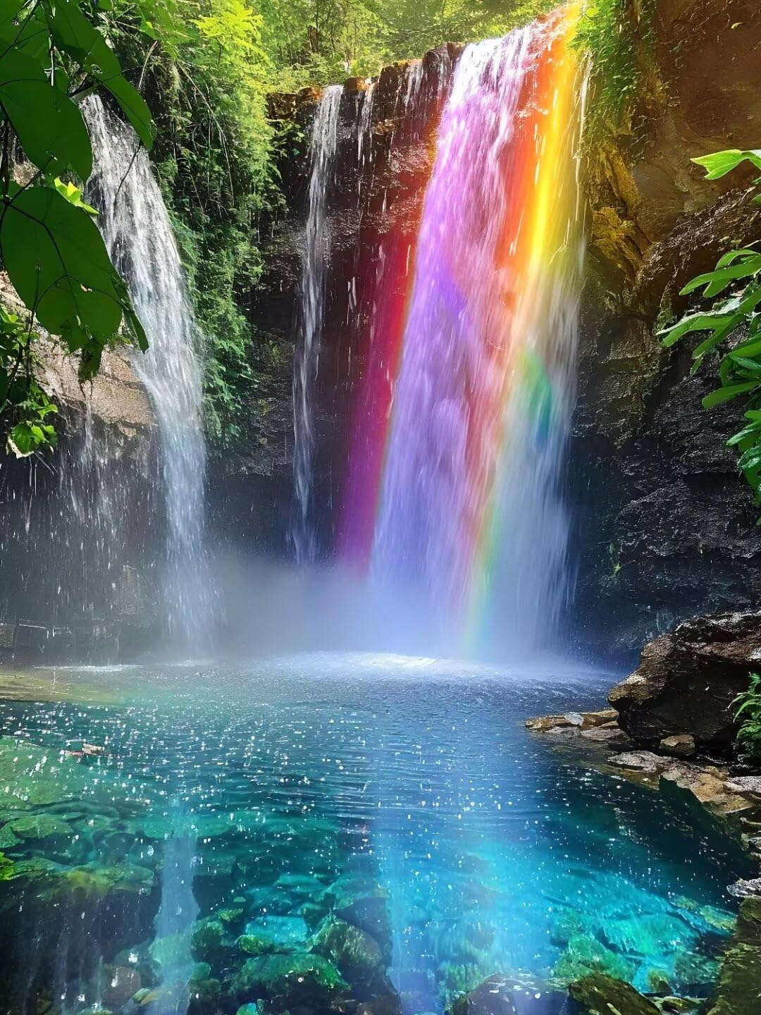 Pintura por Numeros Cascada Arcoiris Pintar por Numeros Adultos Niños, Paint by Number Kit con Pinceles y Pinturas Acrilicos, Cuadros por Numeros, Decoración para el Hogar (Sin Marco) 100x70cm w-3716