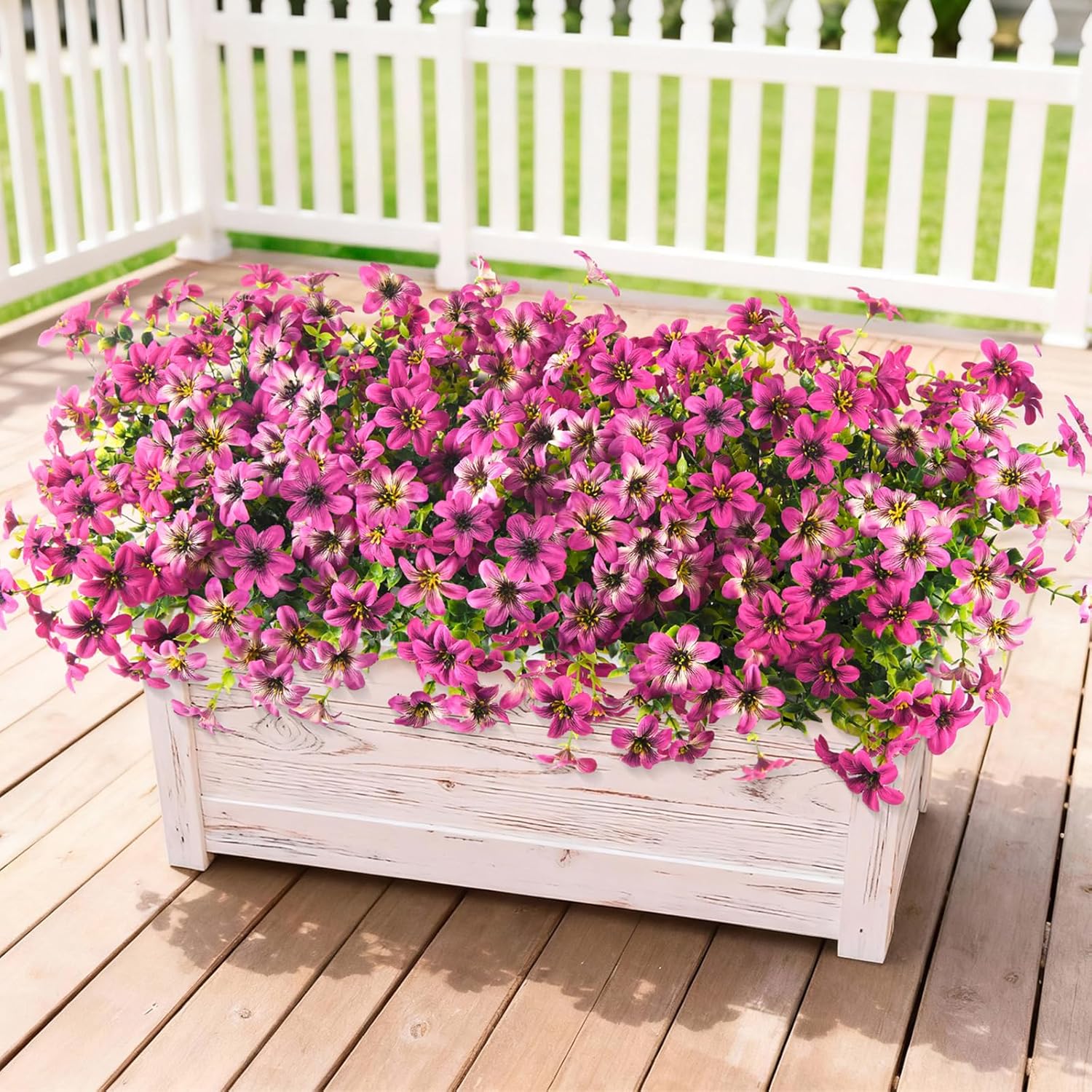 Hommyea Artificial Fake Flowers for Outdoors 12 Bundles Faux Silk Flower Spring Decoration Artificial Fake Plants Outdoor Plastic Flowers UV Resistant No Fade for Home Planter Porch Patio Yard Decor