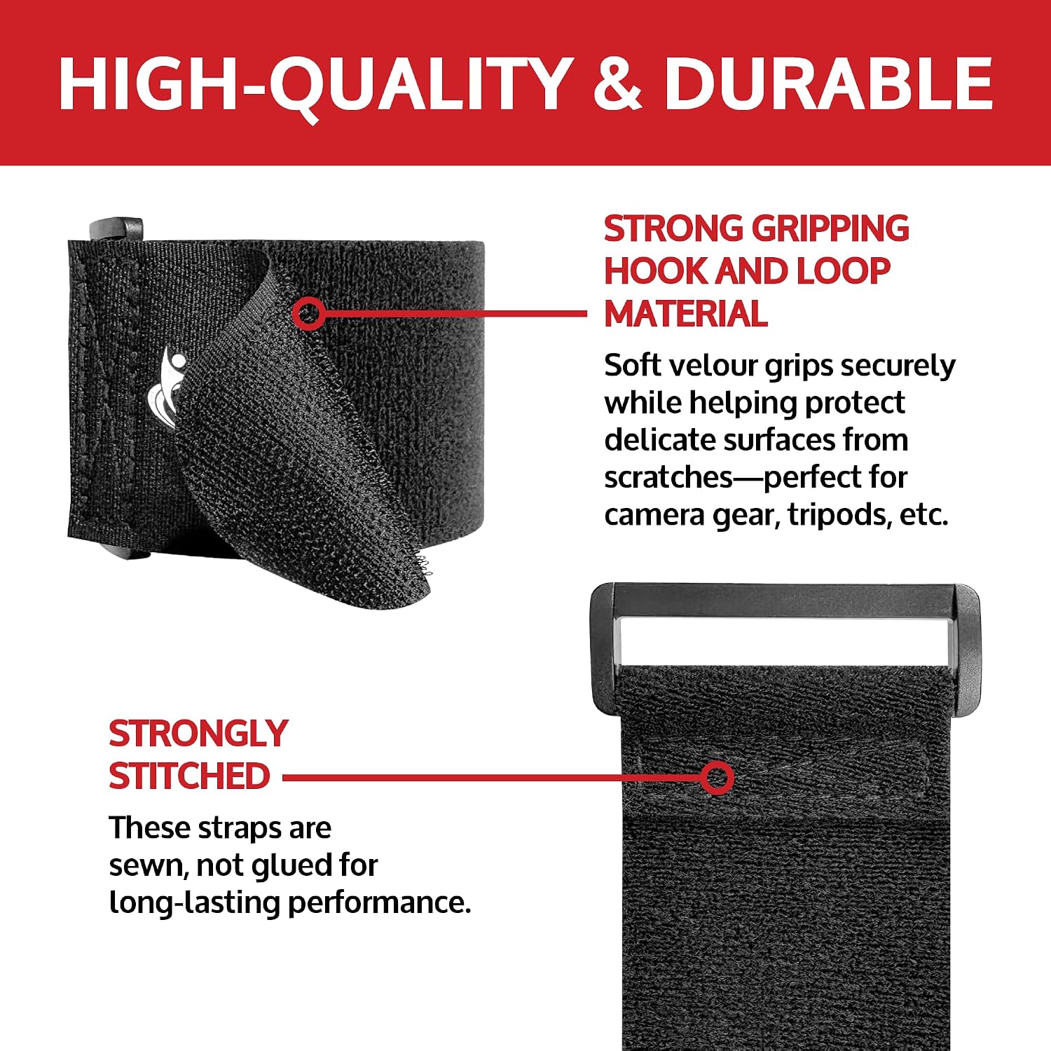 Velour Cinch Straps 2" x 40" - 4 Pack, Soft Touch Microfiber Reusable Hook and Loop