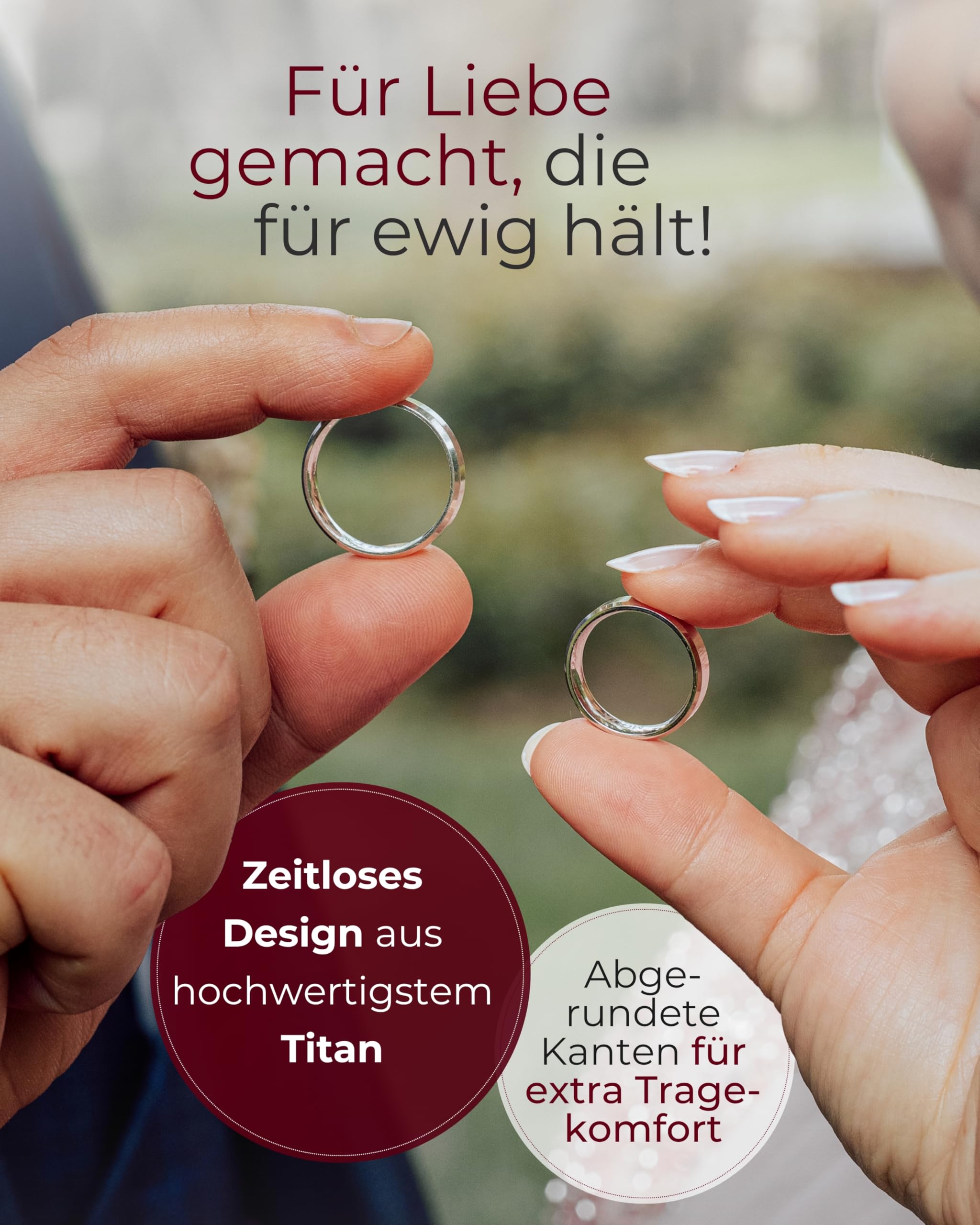 123traumringe Eheringe in Titan I Partnerringe mit Zirkonia & Etui I Gravierbare Eheringe mit Ringgröße 50-70 mm I Hochwertige Verlobungsringe in 5 mm Breite & 1,8 mm Stärke | S92