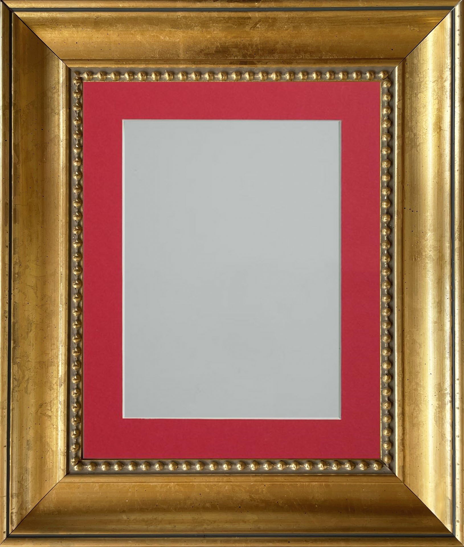 Frame Company Litchfield Gold Ornate Beaded Decorative Wooden 6x4 inch Frame With Red Mount For Image 5x3 inch *Choice of Sizes*