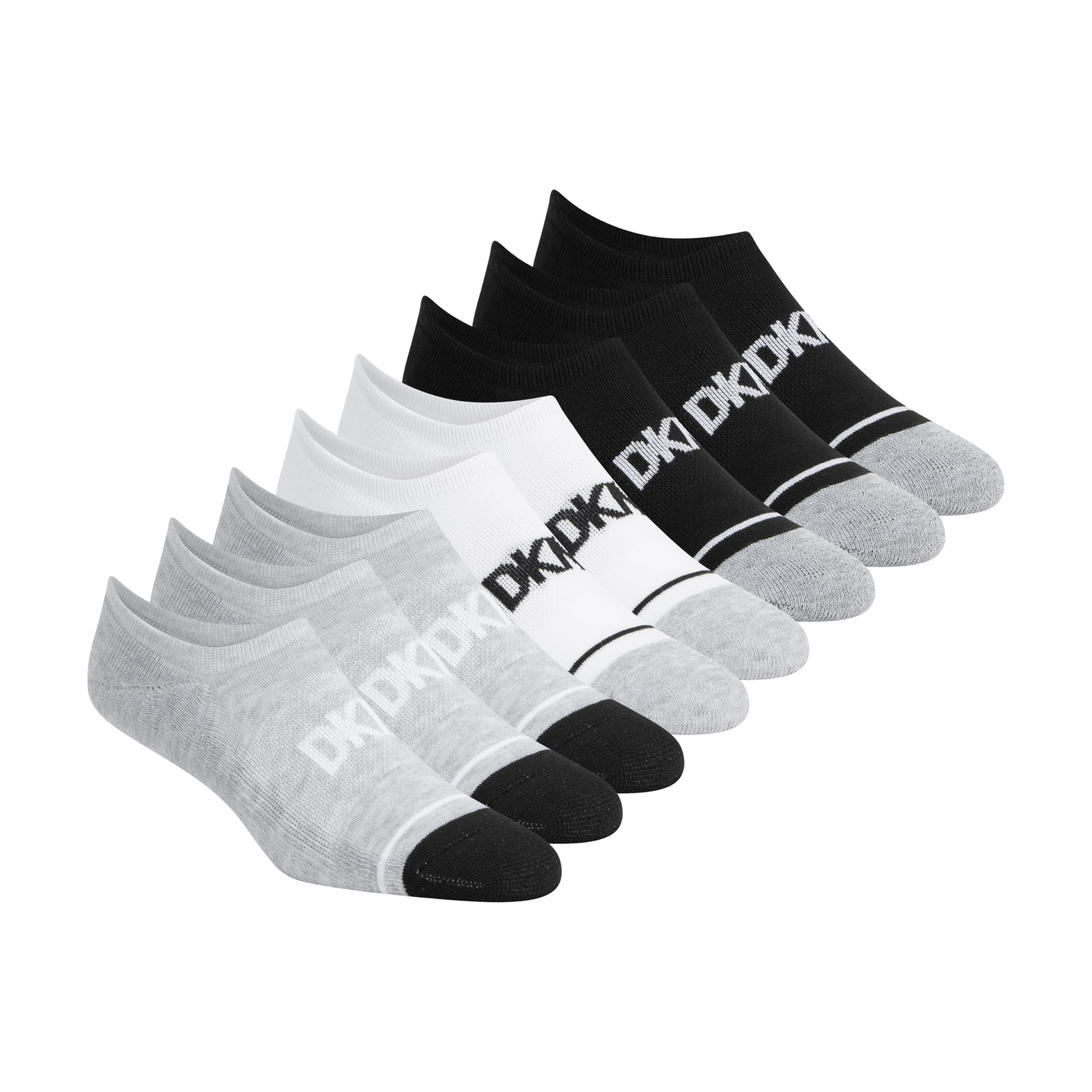 DKNY Women's 8-Pack Liner Socks, Medium Grey, 9-11