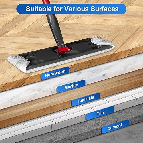 Miniatura 4 de Almohadillas planas para fregona plana H2prO Ocedar, fibras PP de alta fricción añadidas almohadillas de repuesto para eliminación de manchas