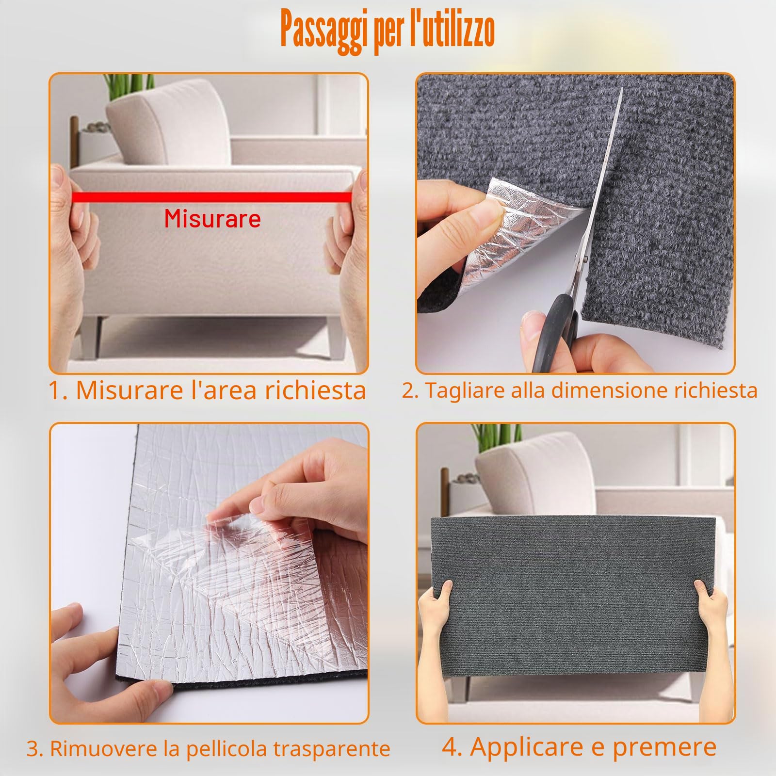 Tappeto Tiragraffi Per Gatti 300 * 40cm Autoadesivo Antigraffio Gatto Divano, DIY Climbing Cat Scratcher, Parete per Gatti Torre per Proteggere Tappeti Divani Grigio