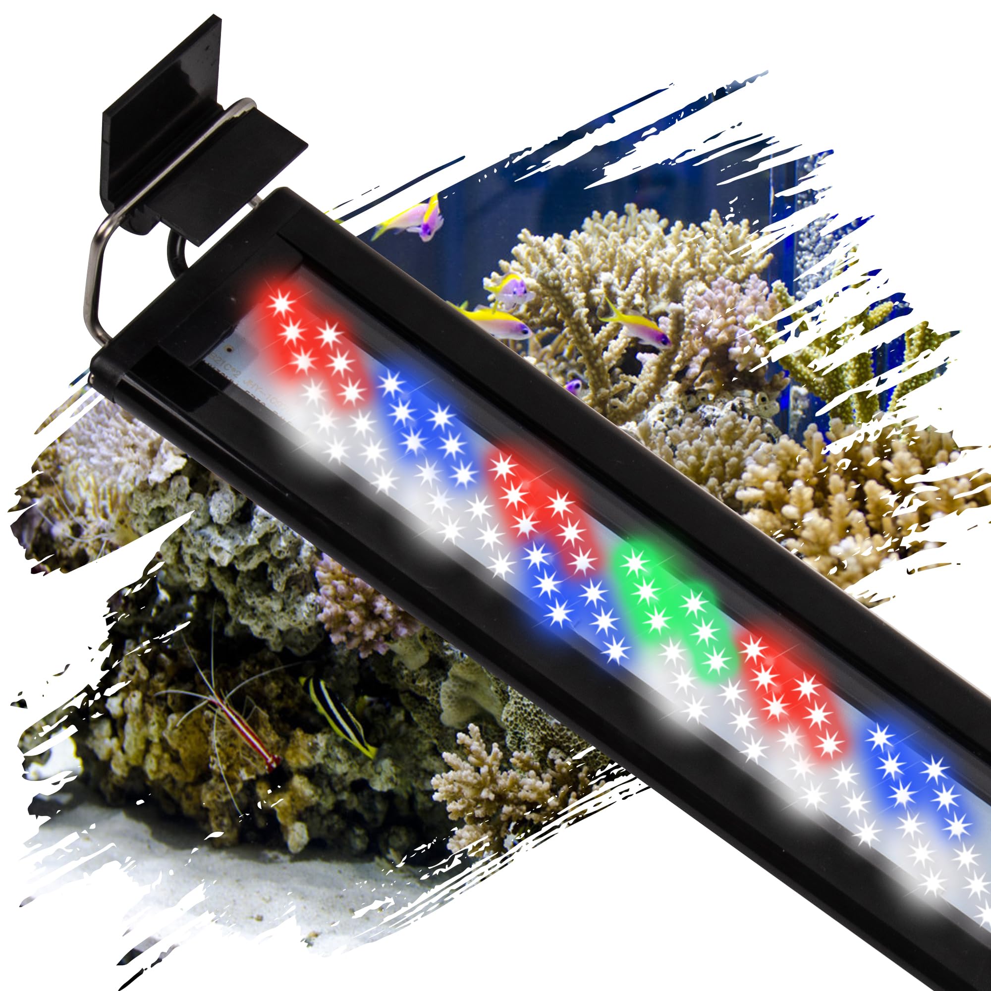 Led Aquarium Light, Full Spectrum Fish Tank Lights, Small 5/10 Gallon Freshwater Fishtank Hood Lighting for Grow Fish, Plants, Adjustable from 12 to 16 Inch