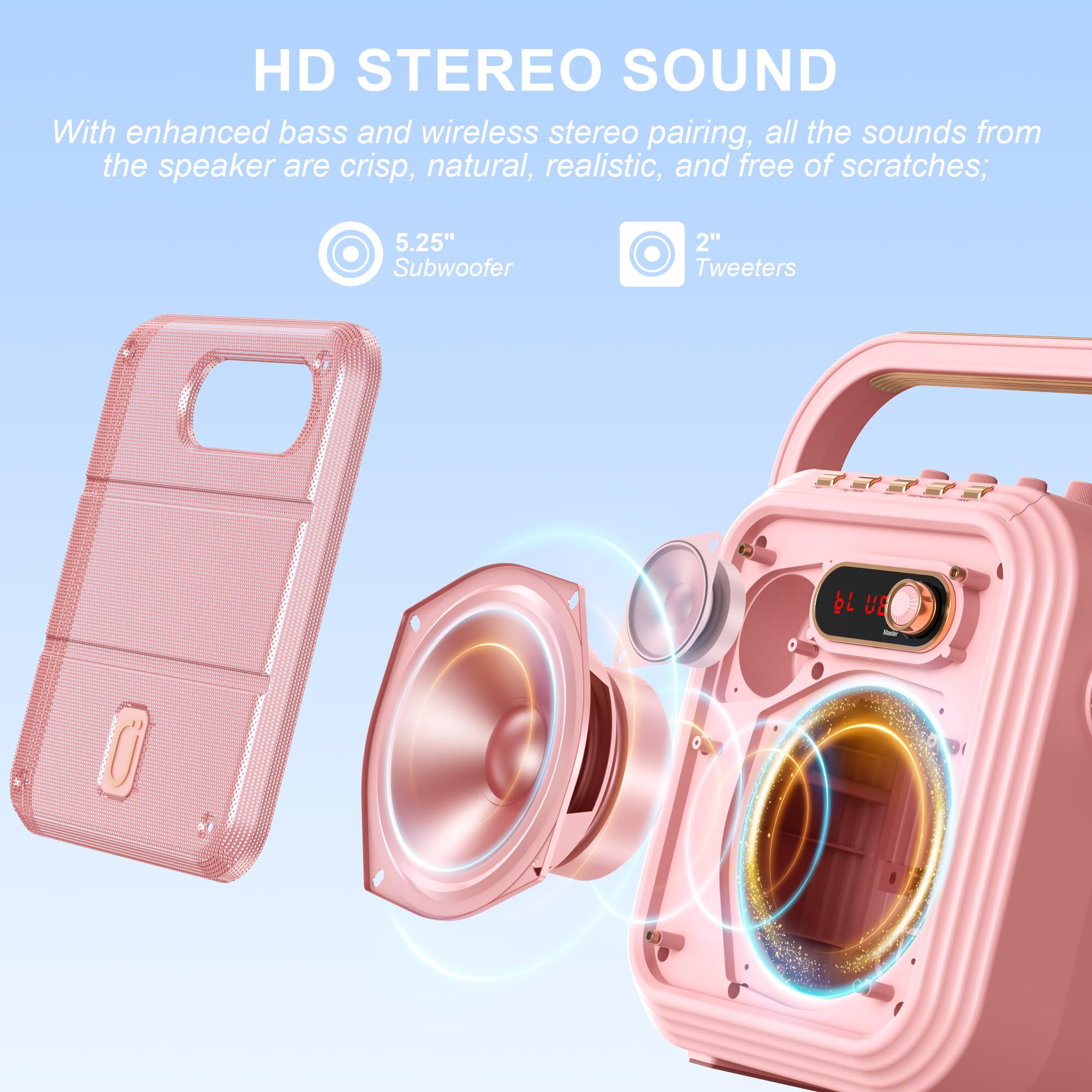 JYX Macchina per karaoke con microfono cablato,Armadio altoparlante Bluetooth alimentato con luci per feste,Ingresso USB di supporto del sistema PA portatile,Eventi interni/esterni