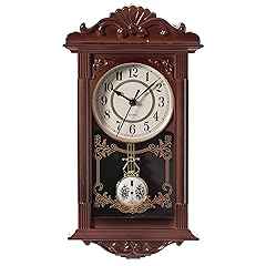 Clockswise Vintage Grandfather Style Wall Clock with Wood Effect Plastic Pendulum, Battery Operated photo Clockswise Vintage Grandfather Style Wall Clock with Wood Effect Plastic Pendulum, Battery Operated