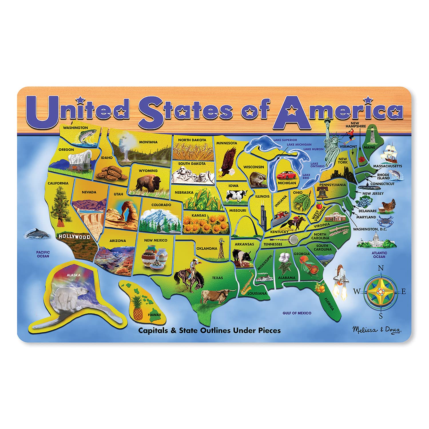 Melissa And Doug Usa Floor Puzzle Melissa & Doug Usa Map Wooden Puzzle (45 Pcs) : Amazon.com.au: Toys & Games