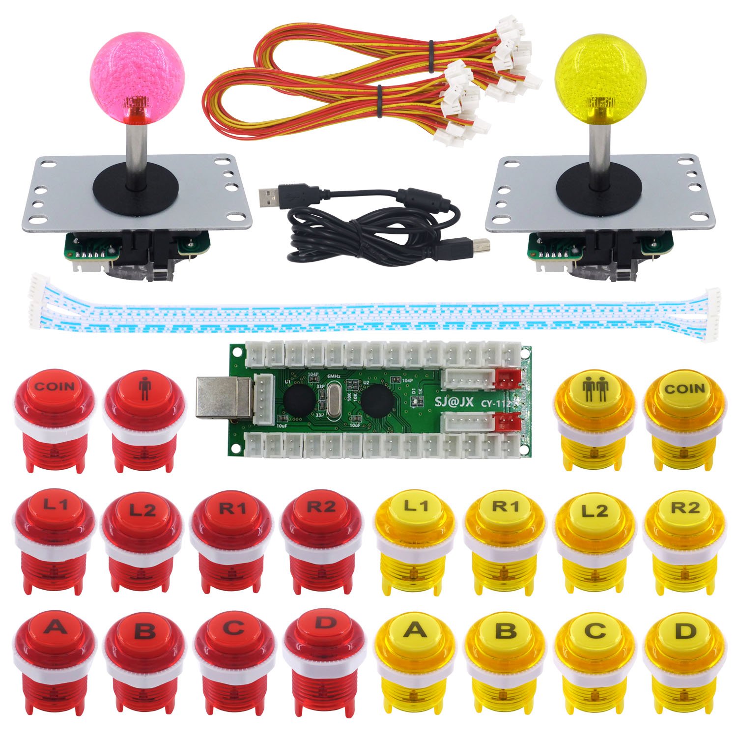 SJ@JX 2 graczy gra zręcznościowa DIY zestaw arcade joystick kontroler klawiatura mechaniczna przełącznik retro malina mama przycisk zręcznościowy